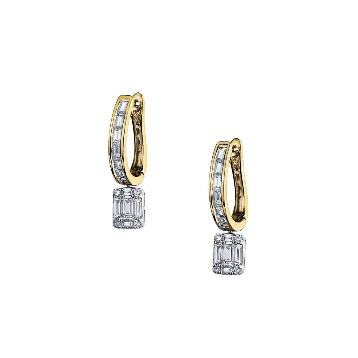 BAGUETTE & ROUND DIAMOND DROP HUGGIESS