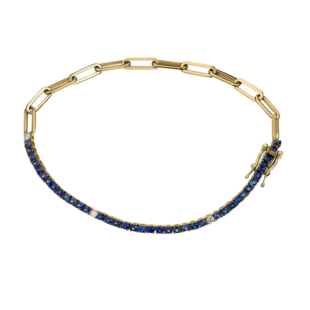 HALF & HALF COLOURED STONE & PAPERCLIP CHAIN LINK BRACELET