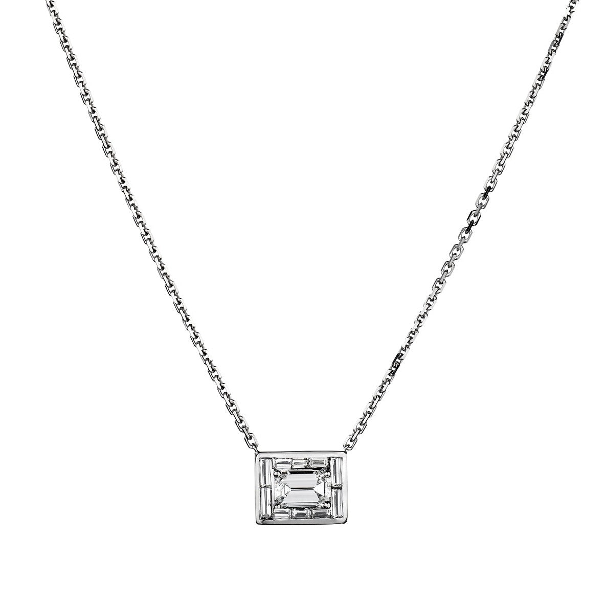 EMERALD AND BAGUETTE DIAMOND PENDANT NECKLACE – MARK LASH