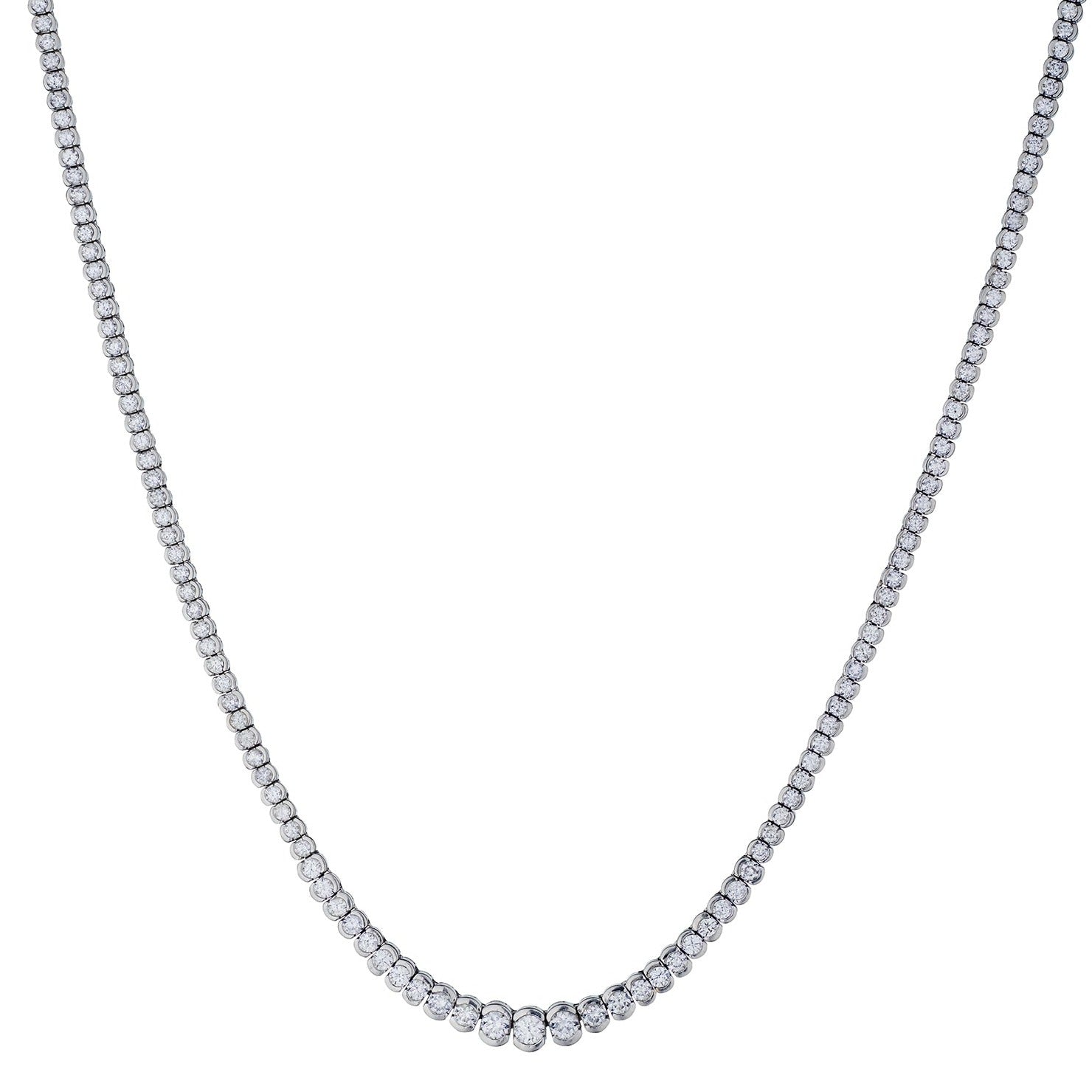 HALF BEZEL SET DIAMOND TENNIS NECKLACE