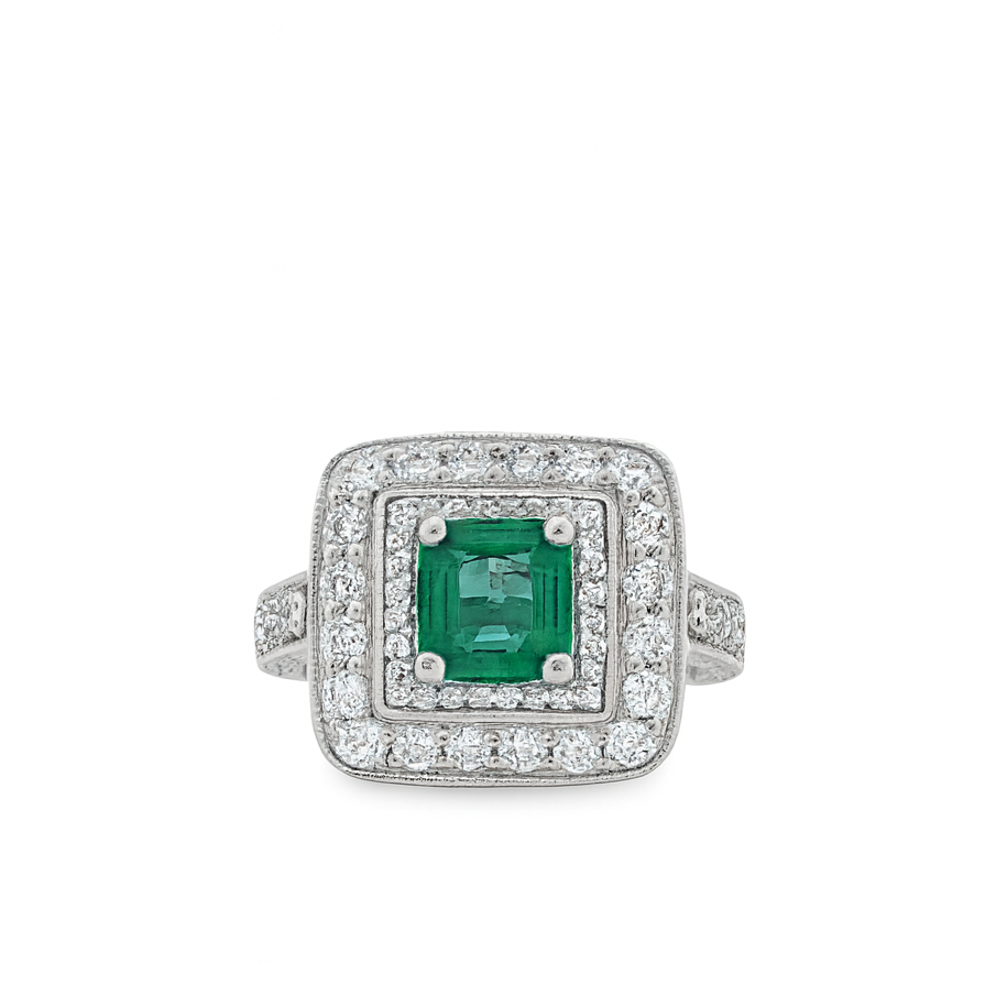 EMERALD & DIAMOND PAVÉ ETERNITY RING
