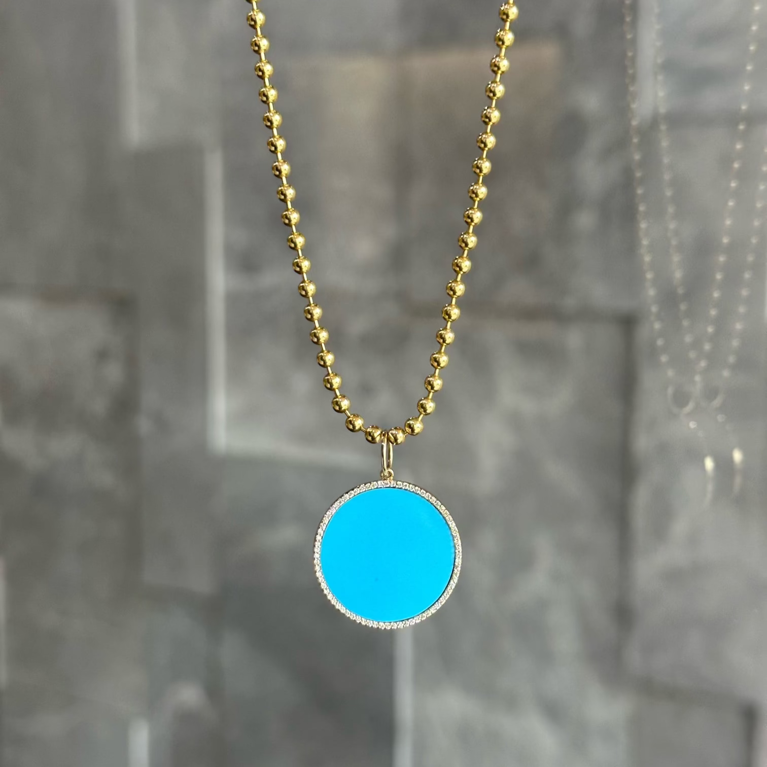 TURQUOISE & DIAMOND DISC CHARM