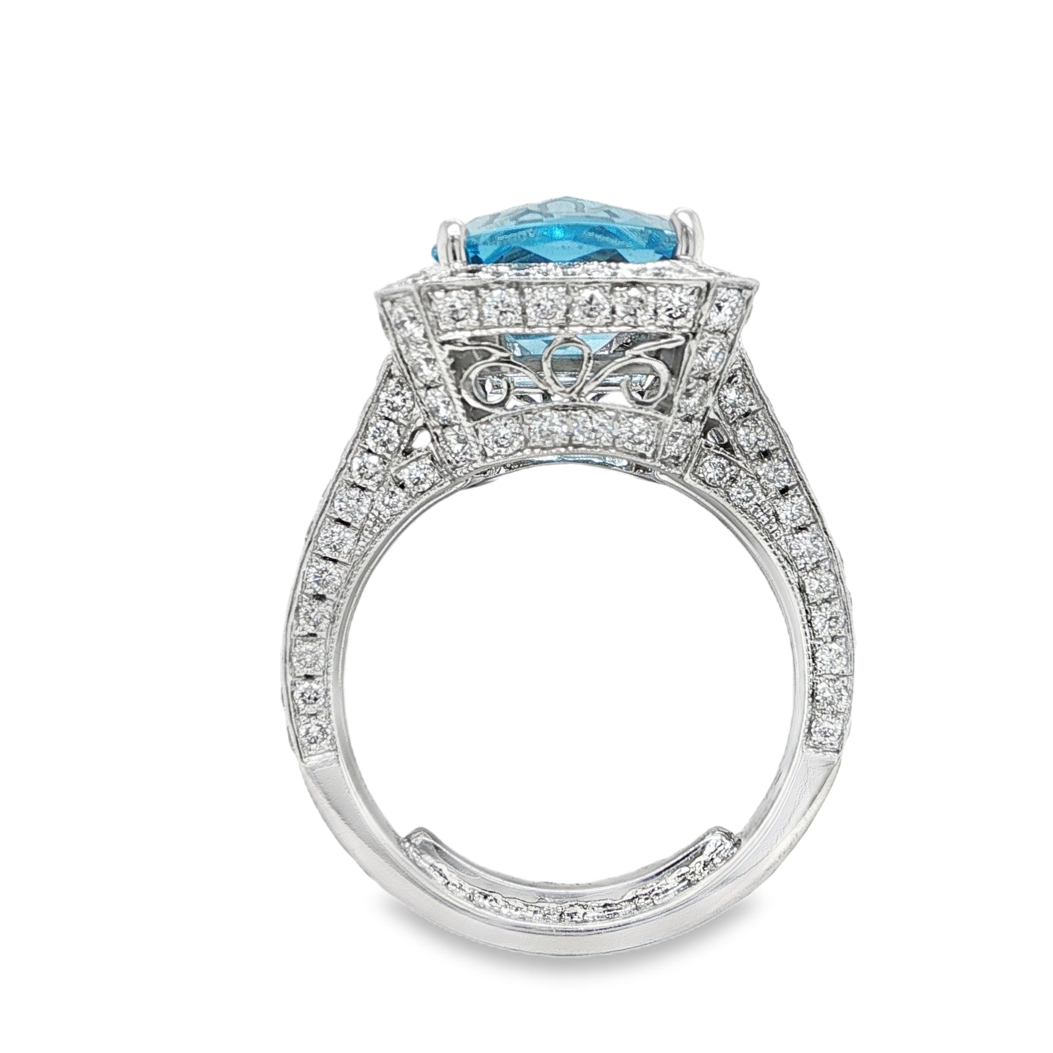 BLUE TOPAZ & DIAMOND COCKTAIL RING