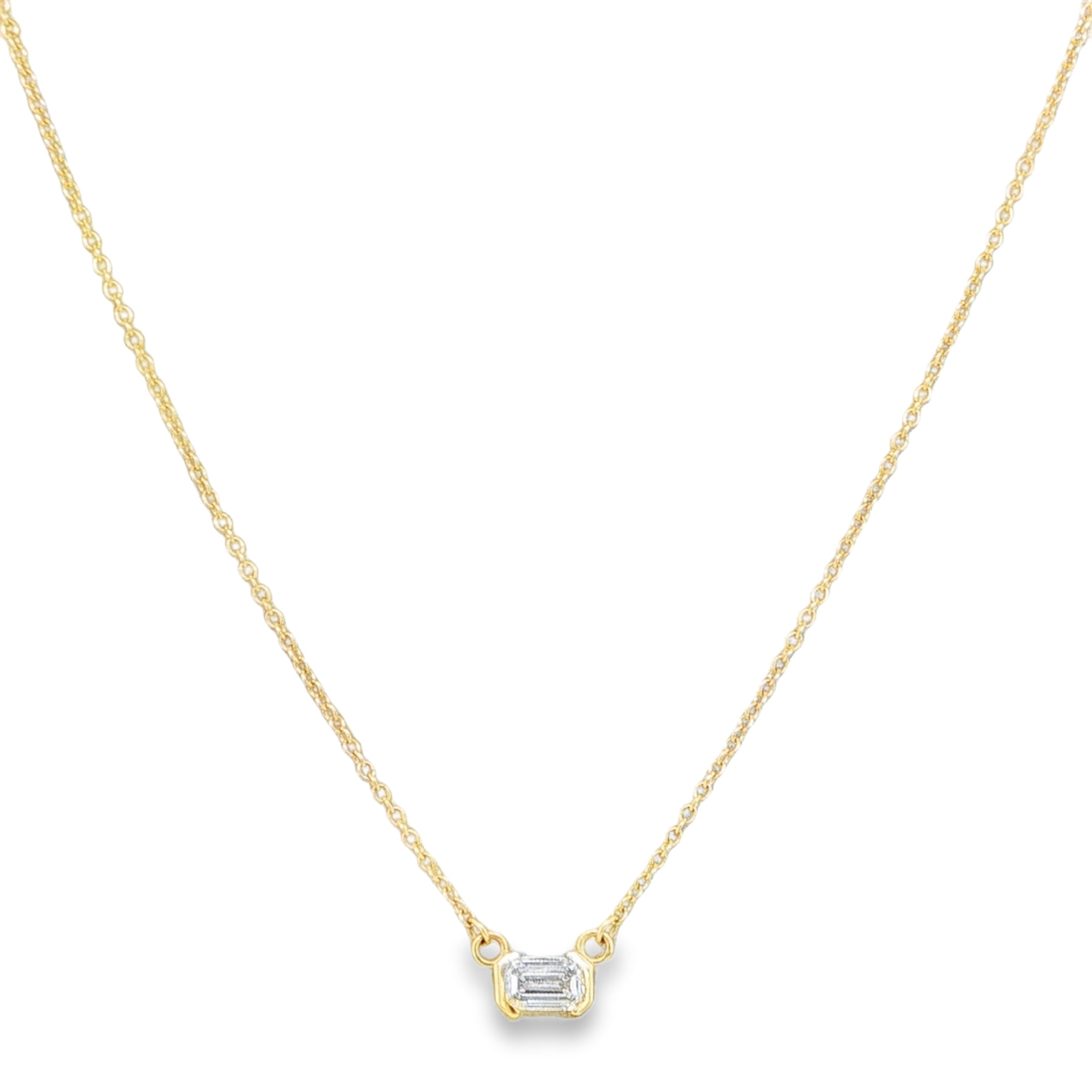 LAB GROWN EMERALD CUT DIAMOND NECKLACE