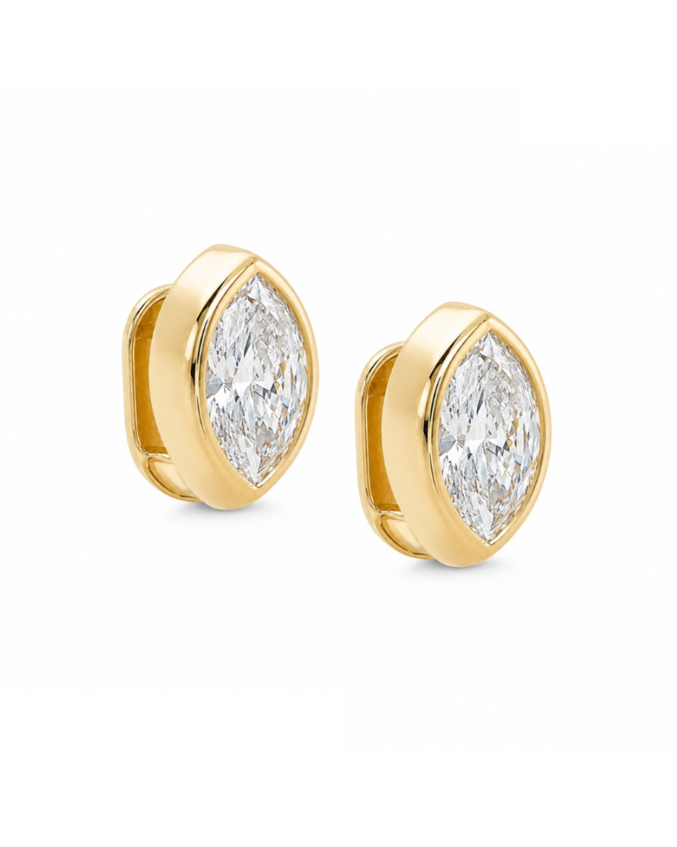 BEZEL SET LAB MARQUISE DIAMOND HUGGIES
