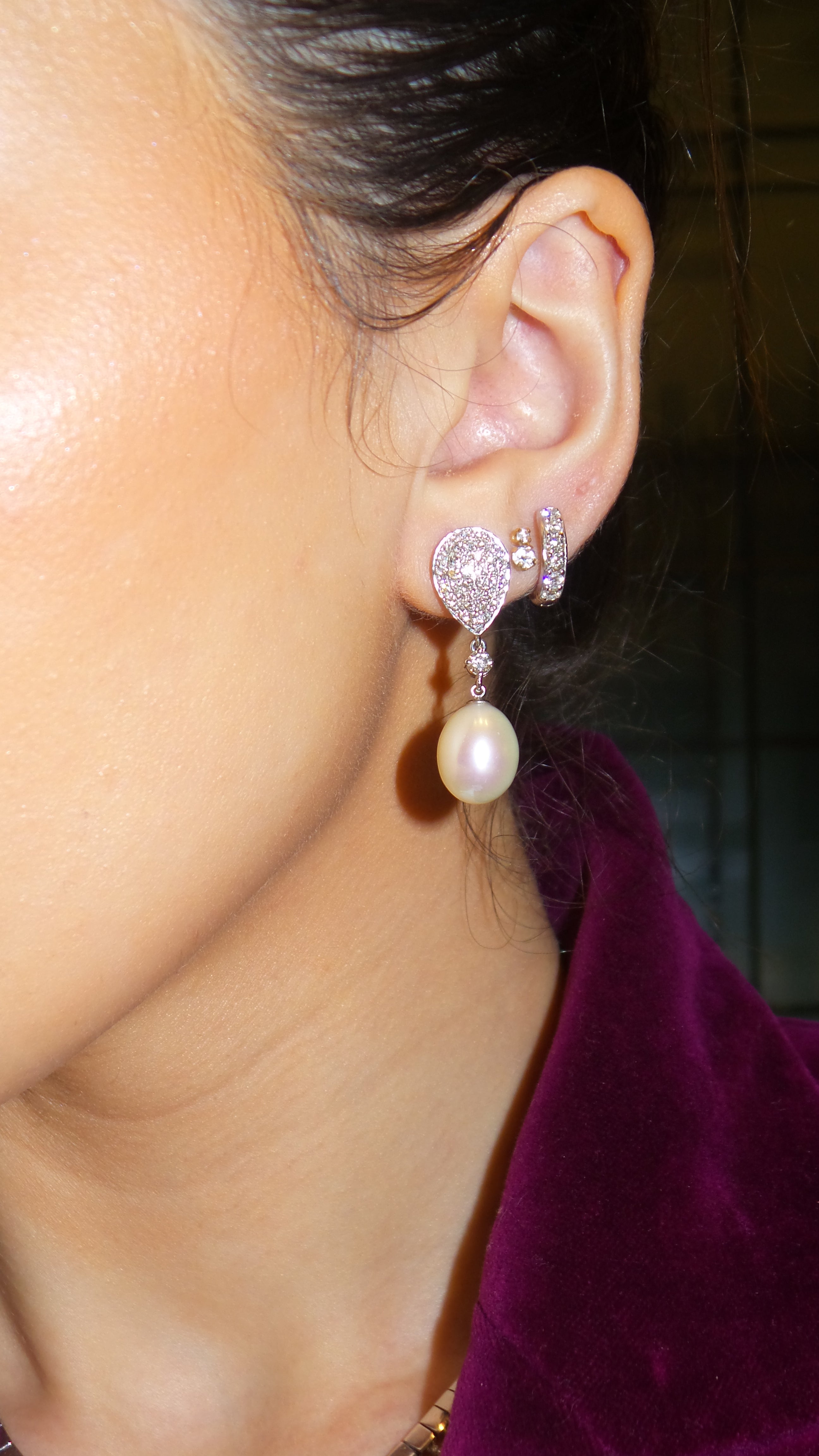 DIAMOND & PEARL DROP EARRING