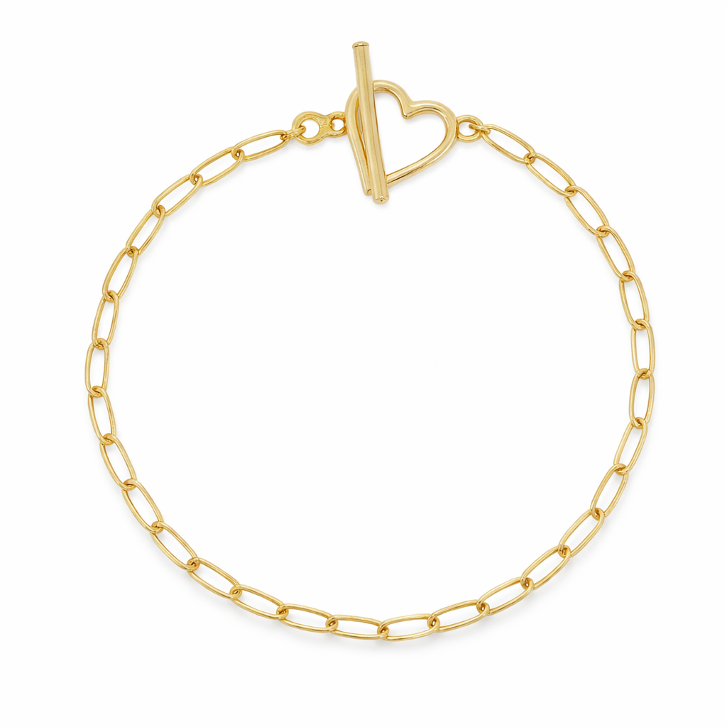 PAPERCLIP HEART TOGGLE CLASP BRACELET