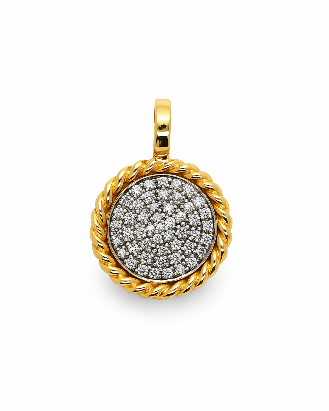 TWO TONED DIAMOND DISK CHARM