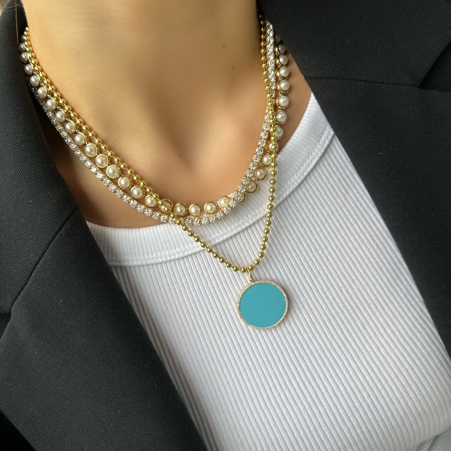 TURQUOISE & DIAMOND DISC CHARM