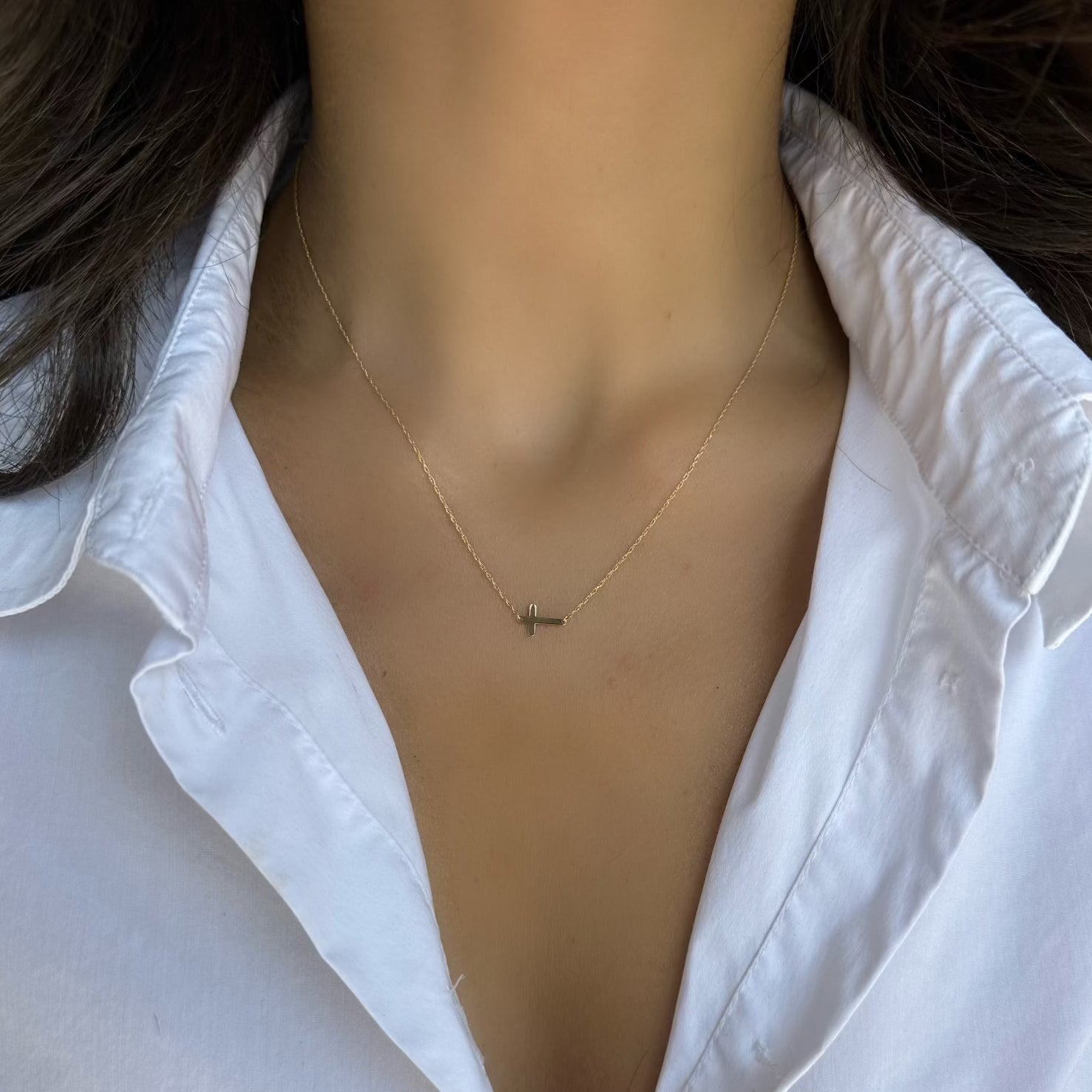 SIDEWAYS CROSS NECKLACE