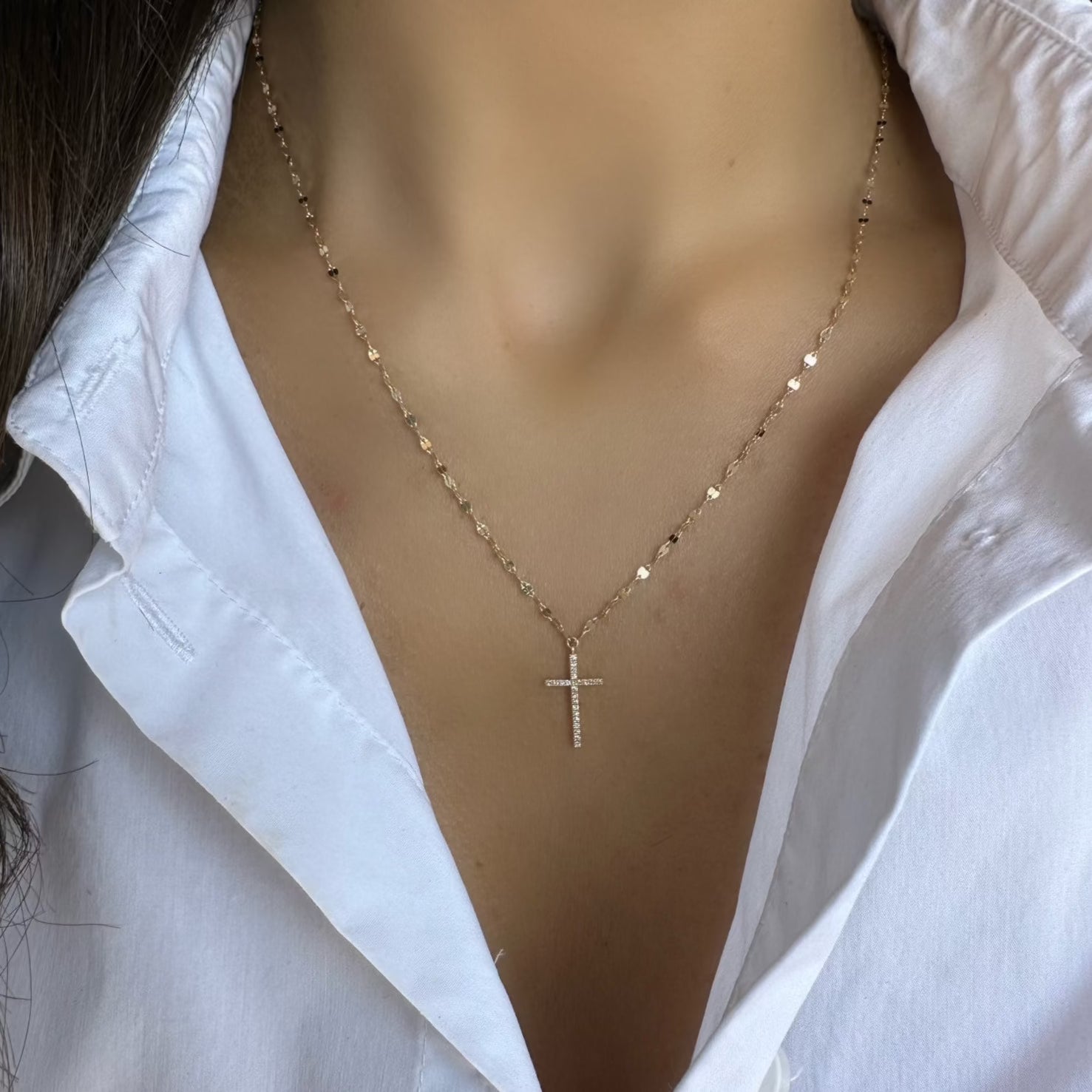 DIAMOND CROSS NECKLACE