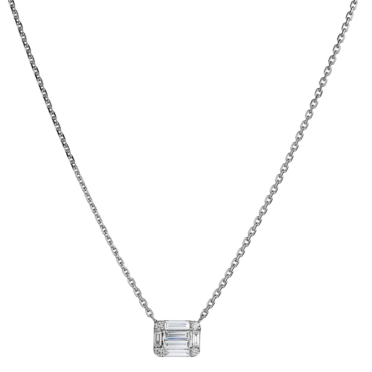 BAGUETTE & ROUND DIAMOND PENDANT NECKLACE