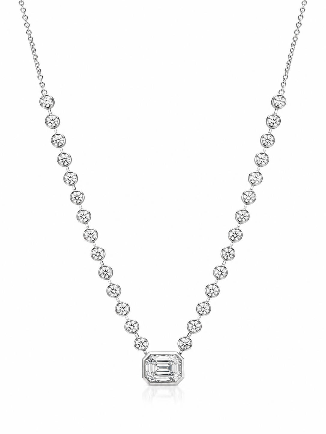 MIXED CUT BEZEL SET DIAMOND STATION NECKLACE