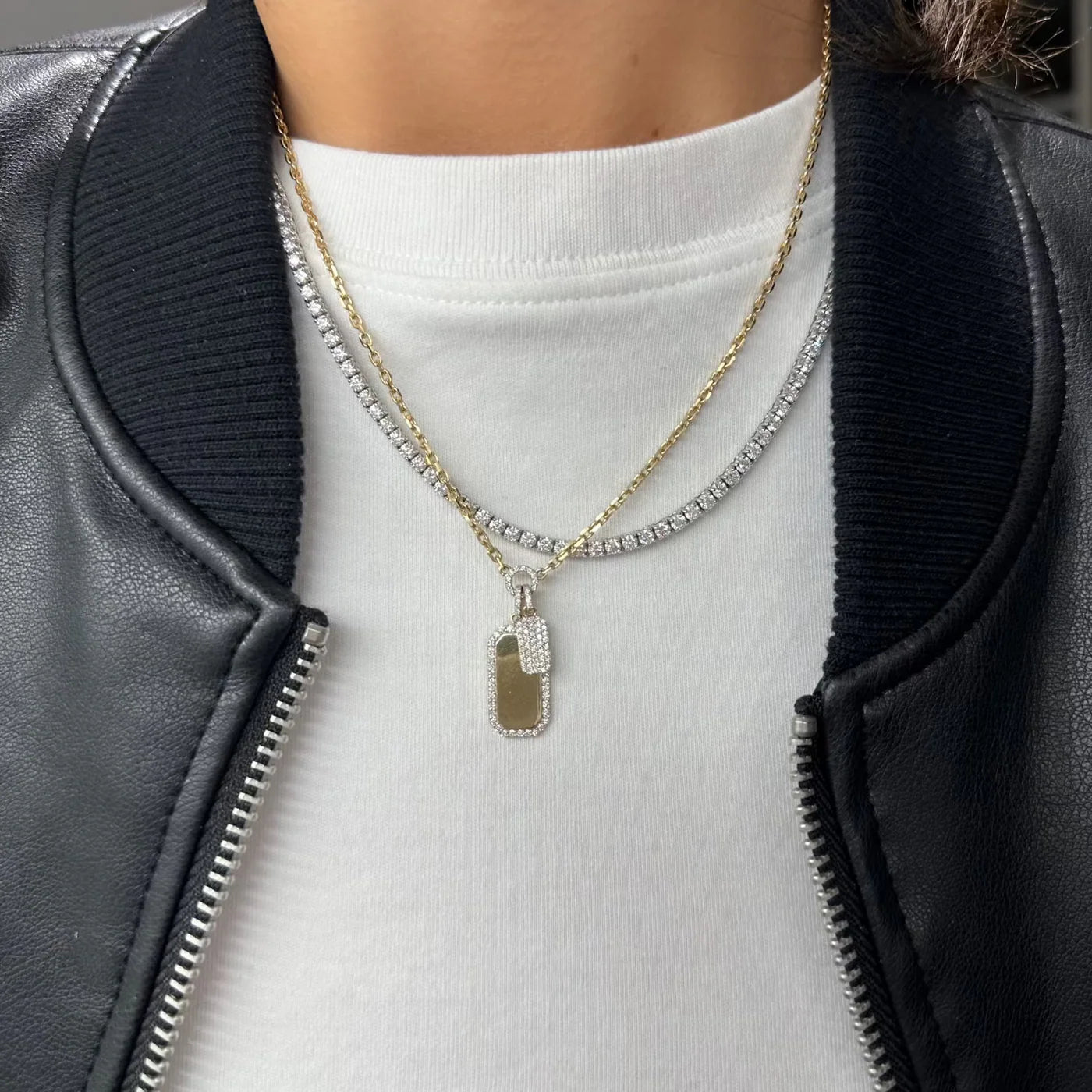 DOUBLE DIAMOND TAG NECKLACE