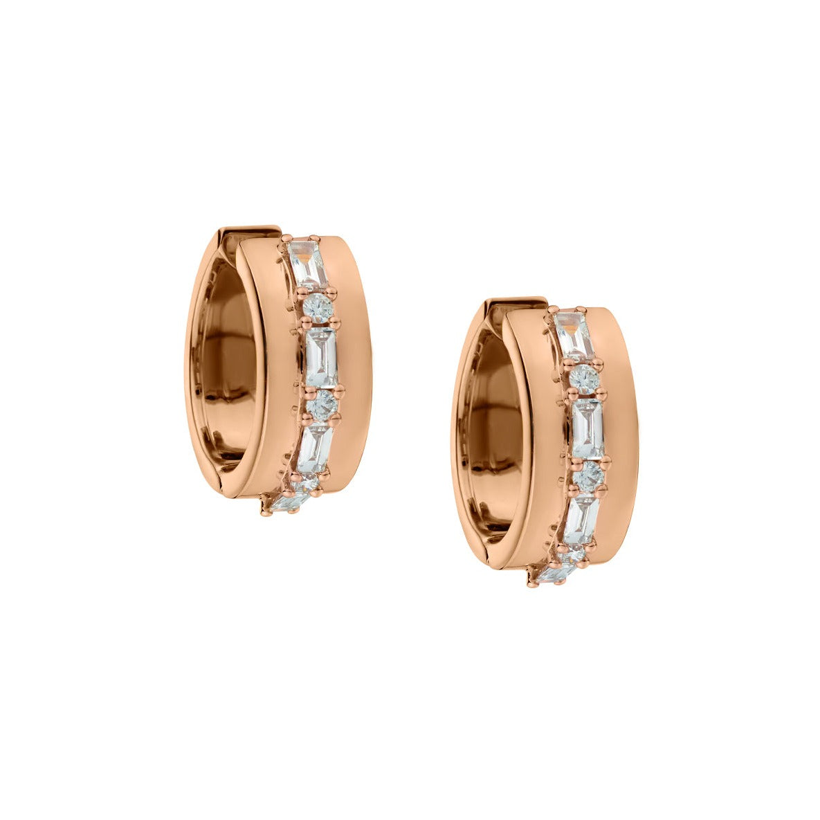 BAGUETTE DIAMOND HUGGIE STYLE EARRINGS