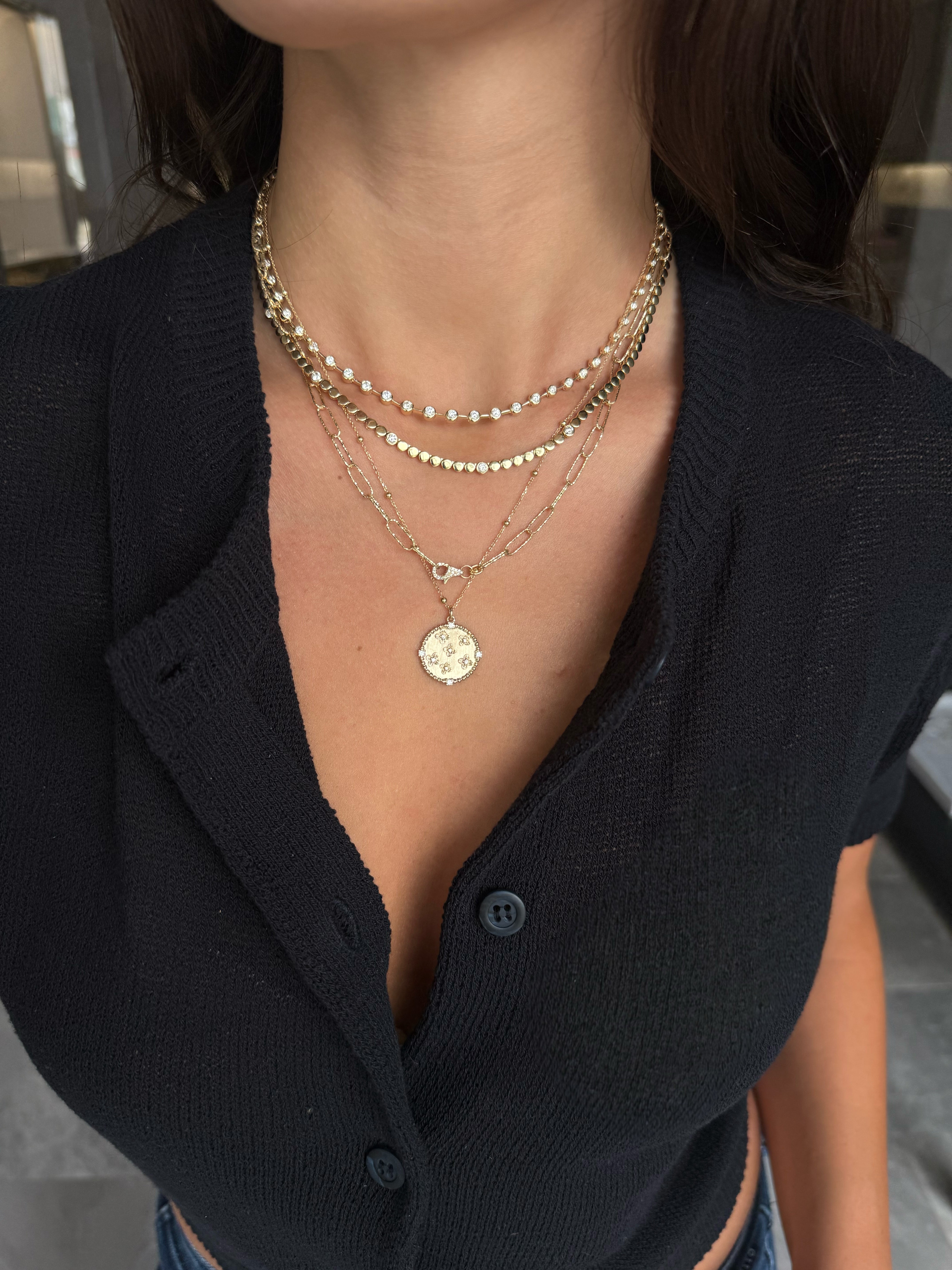 DIAMOND FLEUR COIN NECKLACE