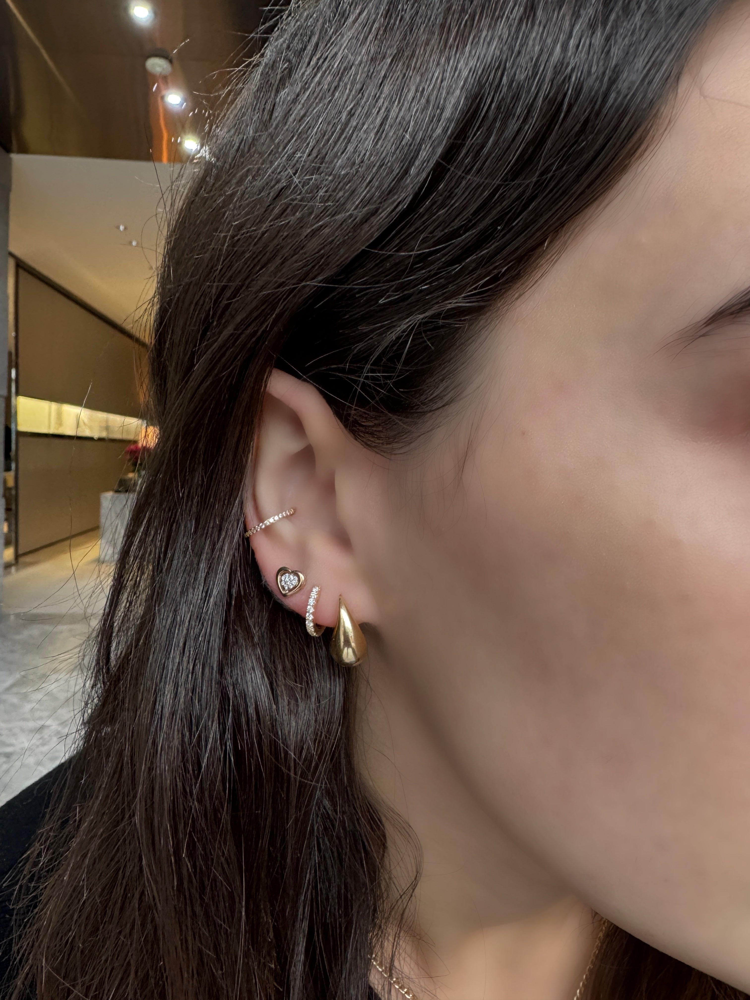 GOLD & DIAMOND HEART STUDS