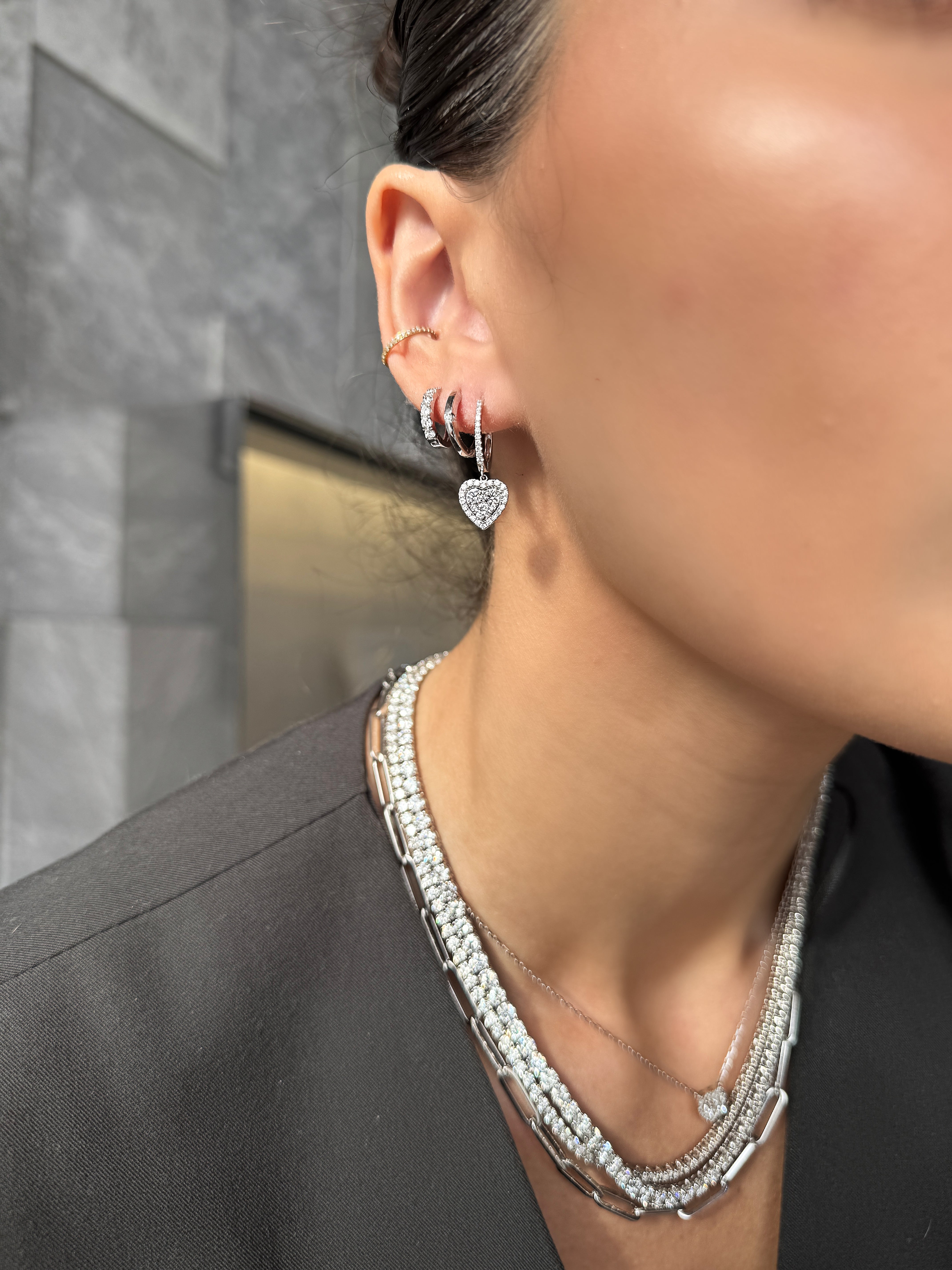 DIAMOND HEART DROP EARRINGS