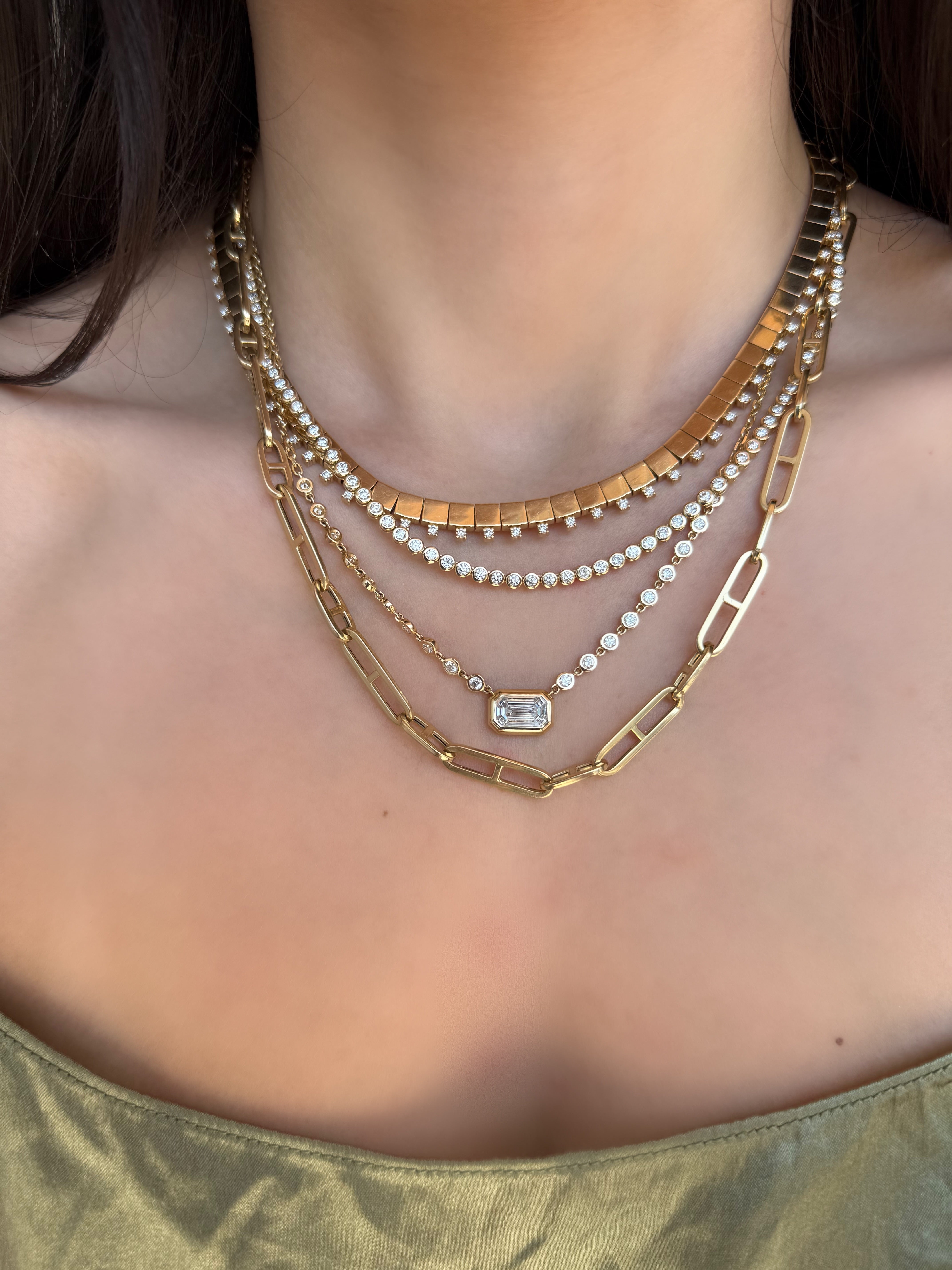 LAB DIAMOND BEZEL SET TENNIS NECKLACE