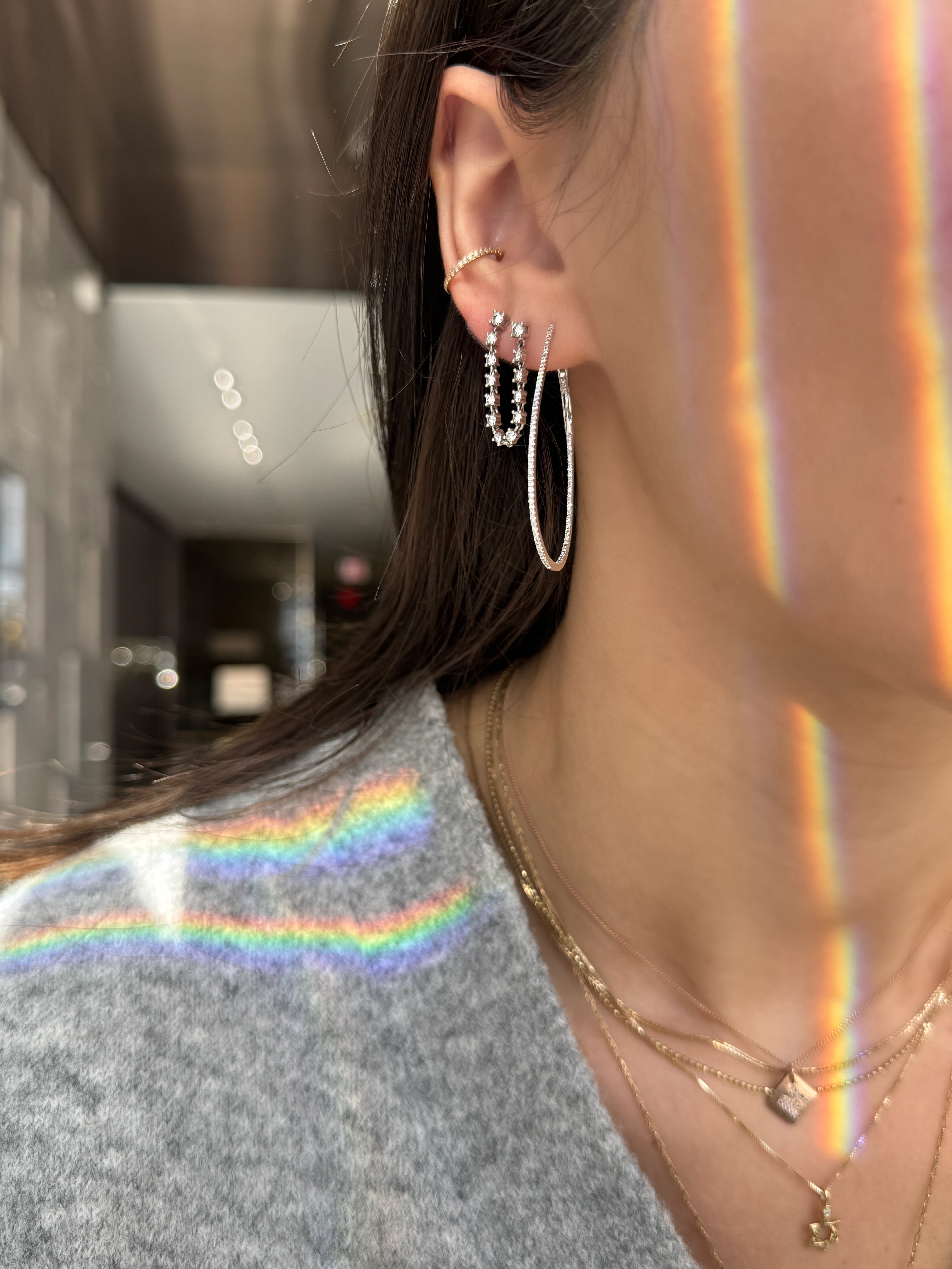 DIAMOND TEARDROP HOOPS