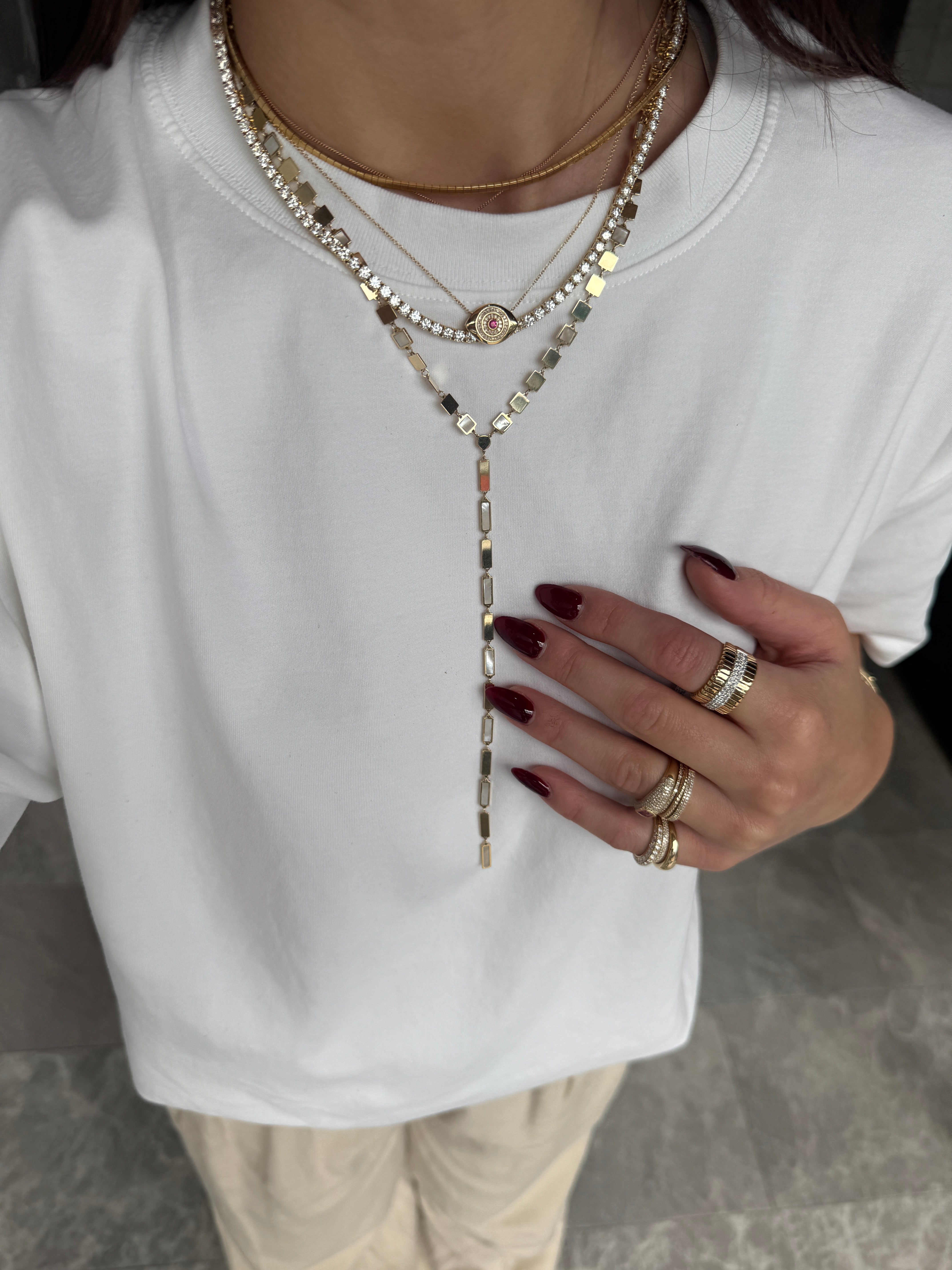 DIAMOND & RUBY EVIL EYE NECKLACE