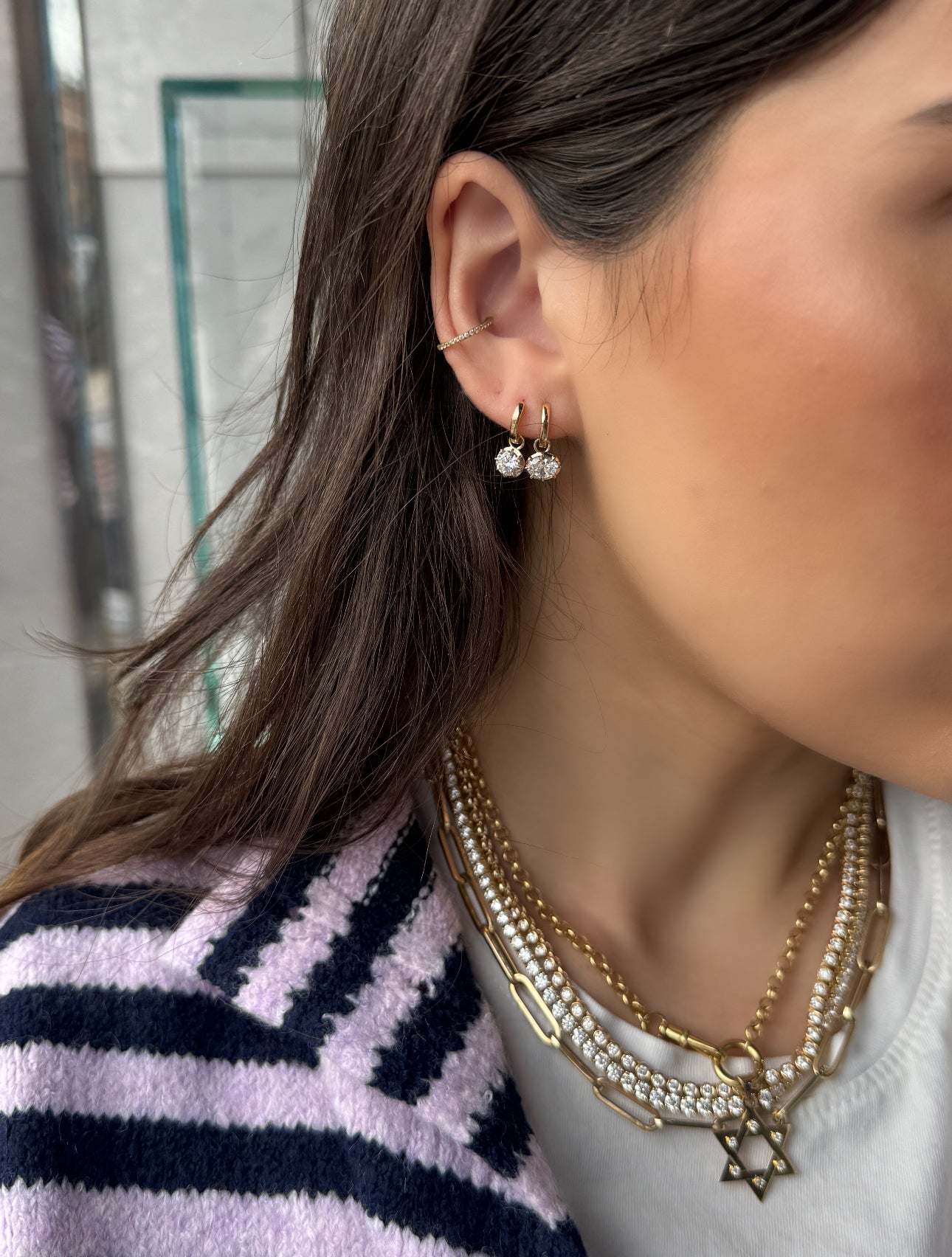 LAB OVAL CUT DIAMOND DROP EARRINGS