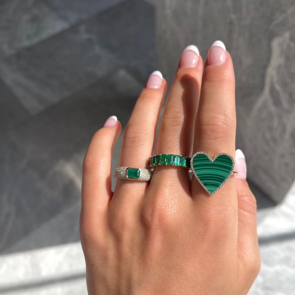 EMERALD HALF ETERNITY BAND