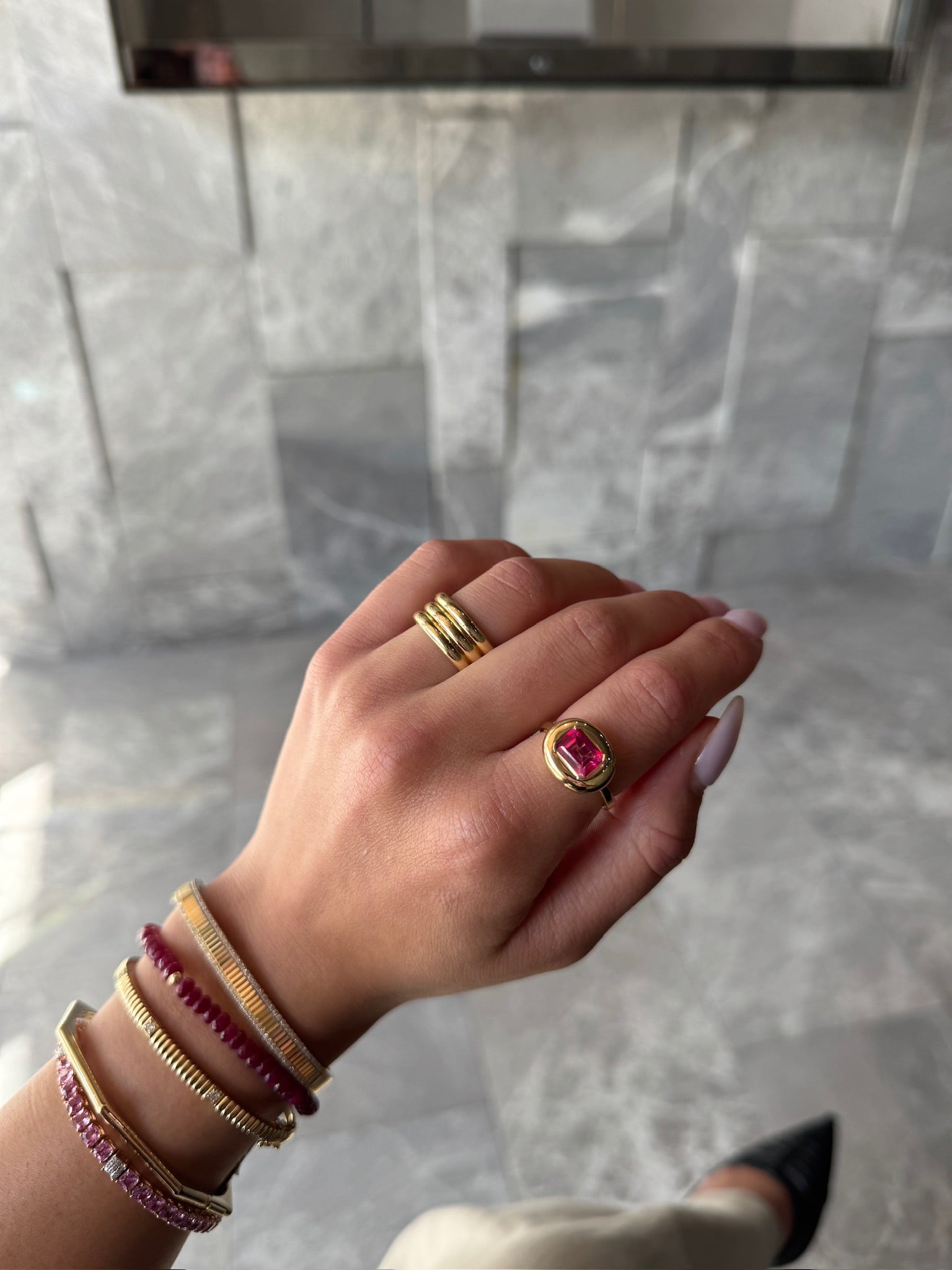 Pink Tourmaline Bubble Ring