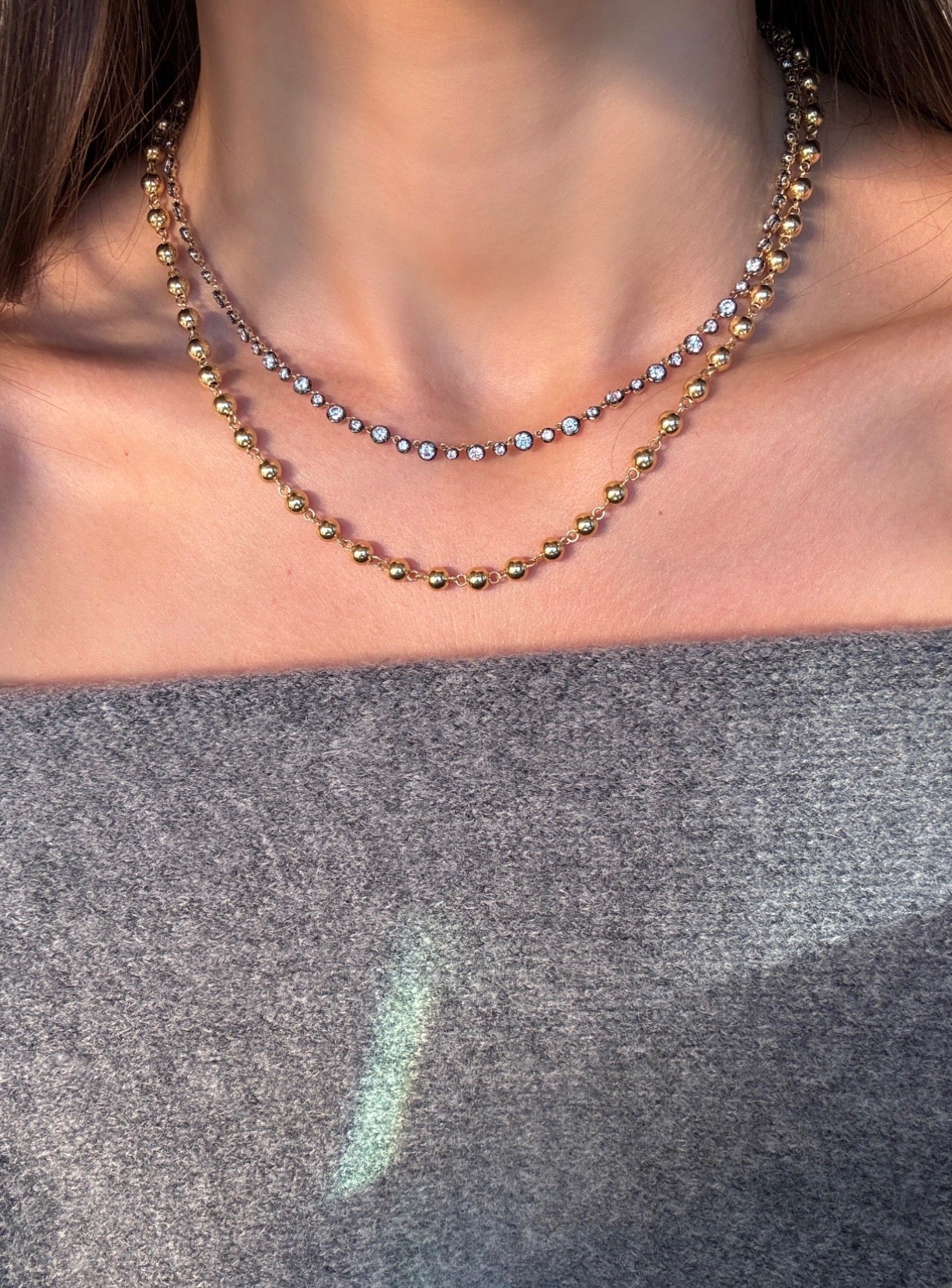 LAB DIAMOND BLACKEND TENNIS NECKLACE