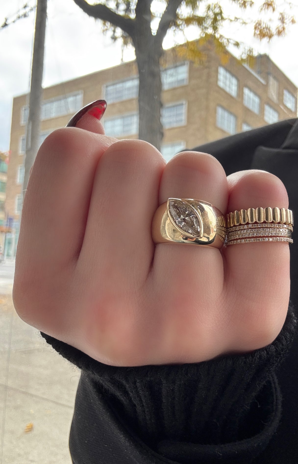RIDGED PINKY RING