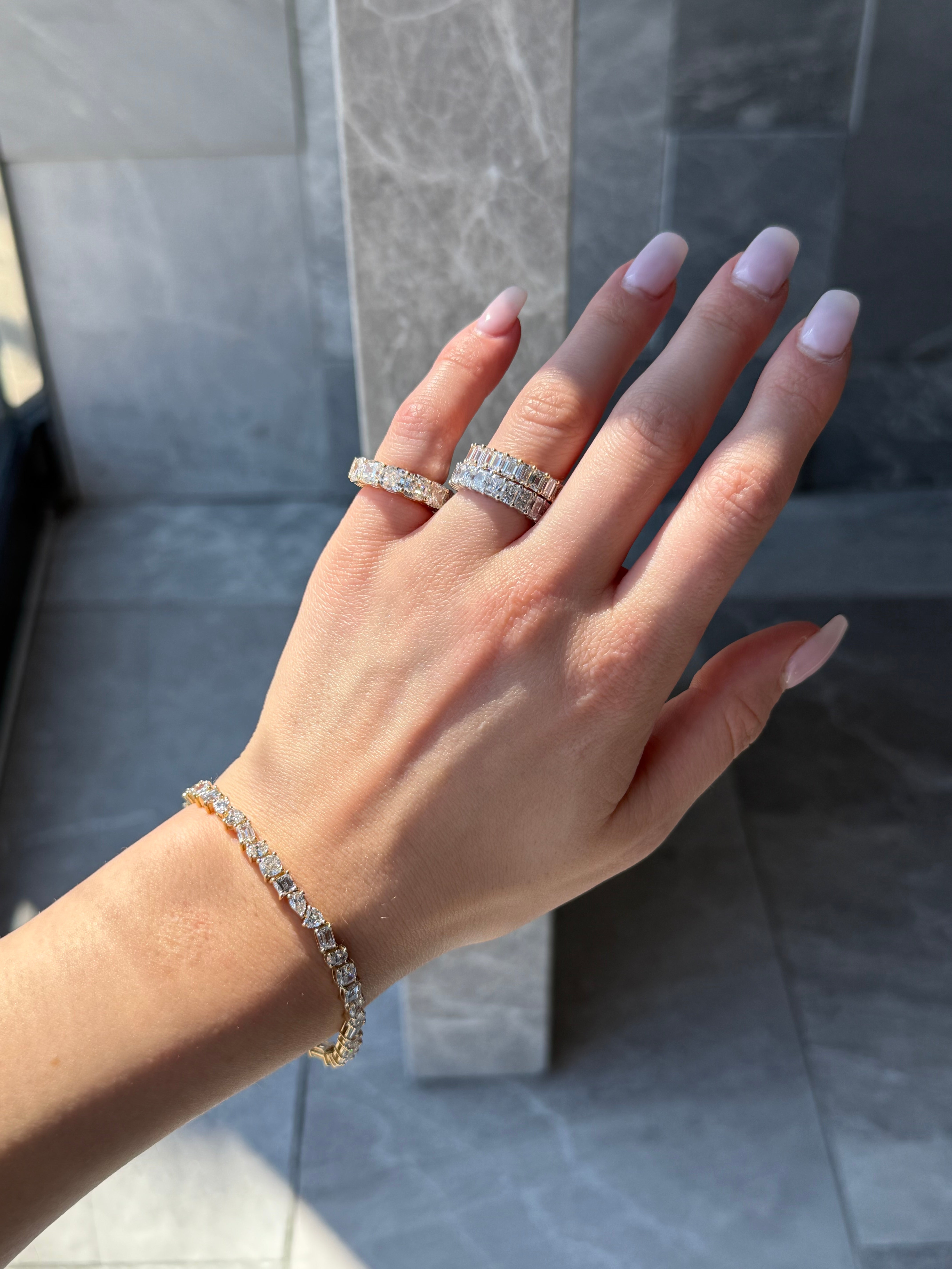 LAB MULTI SHAPED DIAMOND TENNIS BRACELET