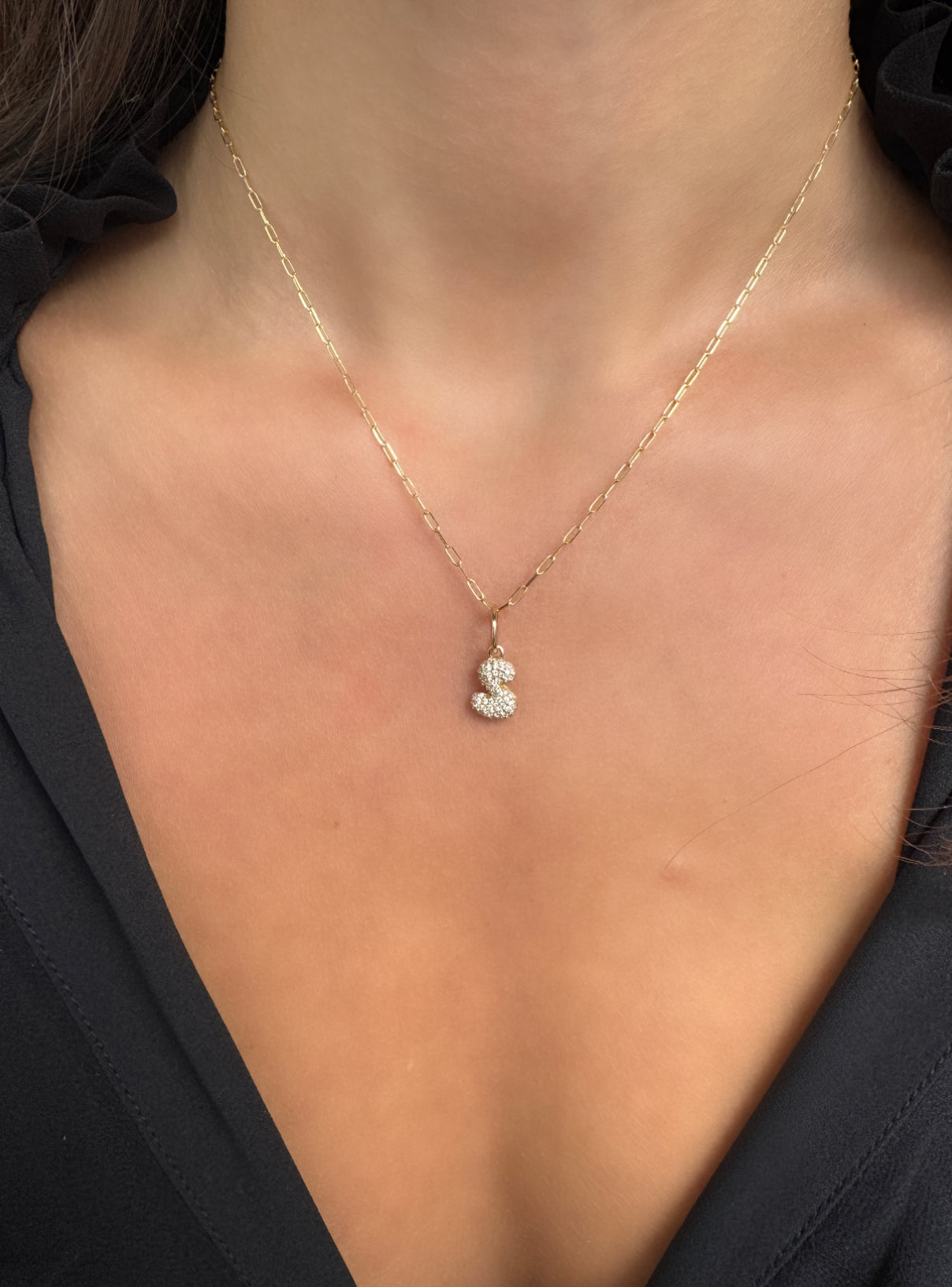 DIAMOND BUBBLE INITIAL CHARM