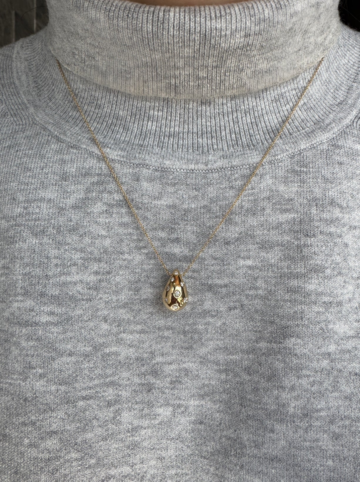 Diamond & Gold Drop Pendant Necklace