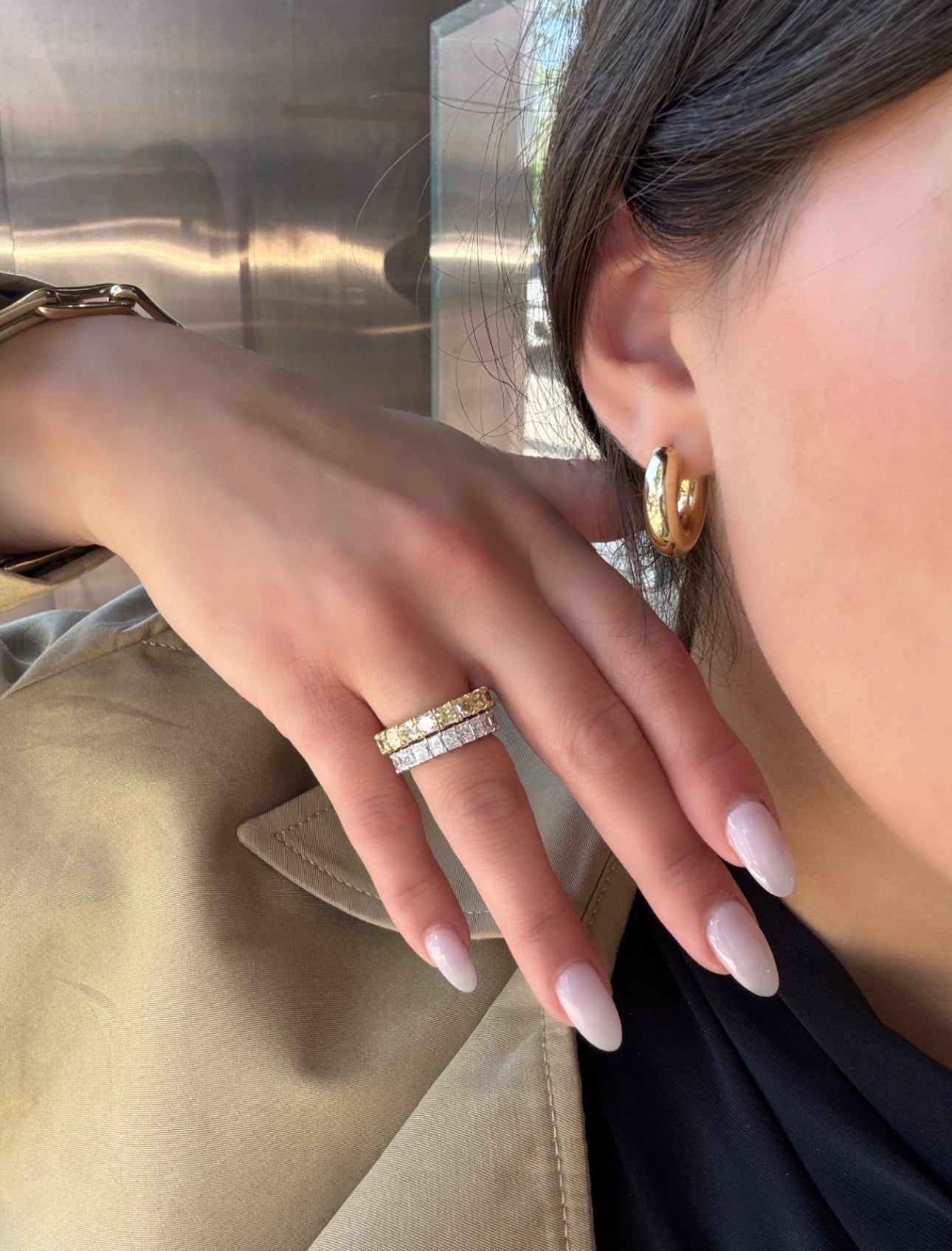 Fancy Yellow Cushion Cut Diamond Band