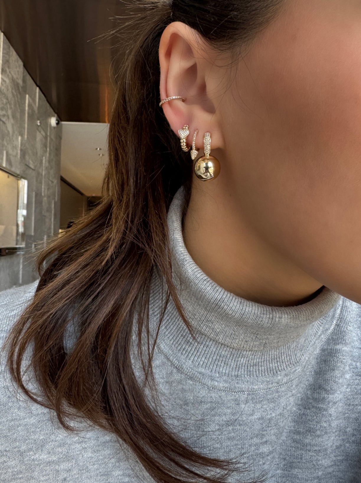 Diamond Ball Drop Earrings