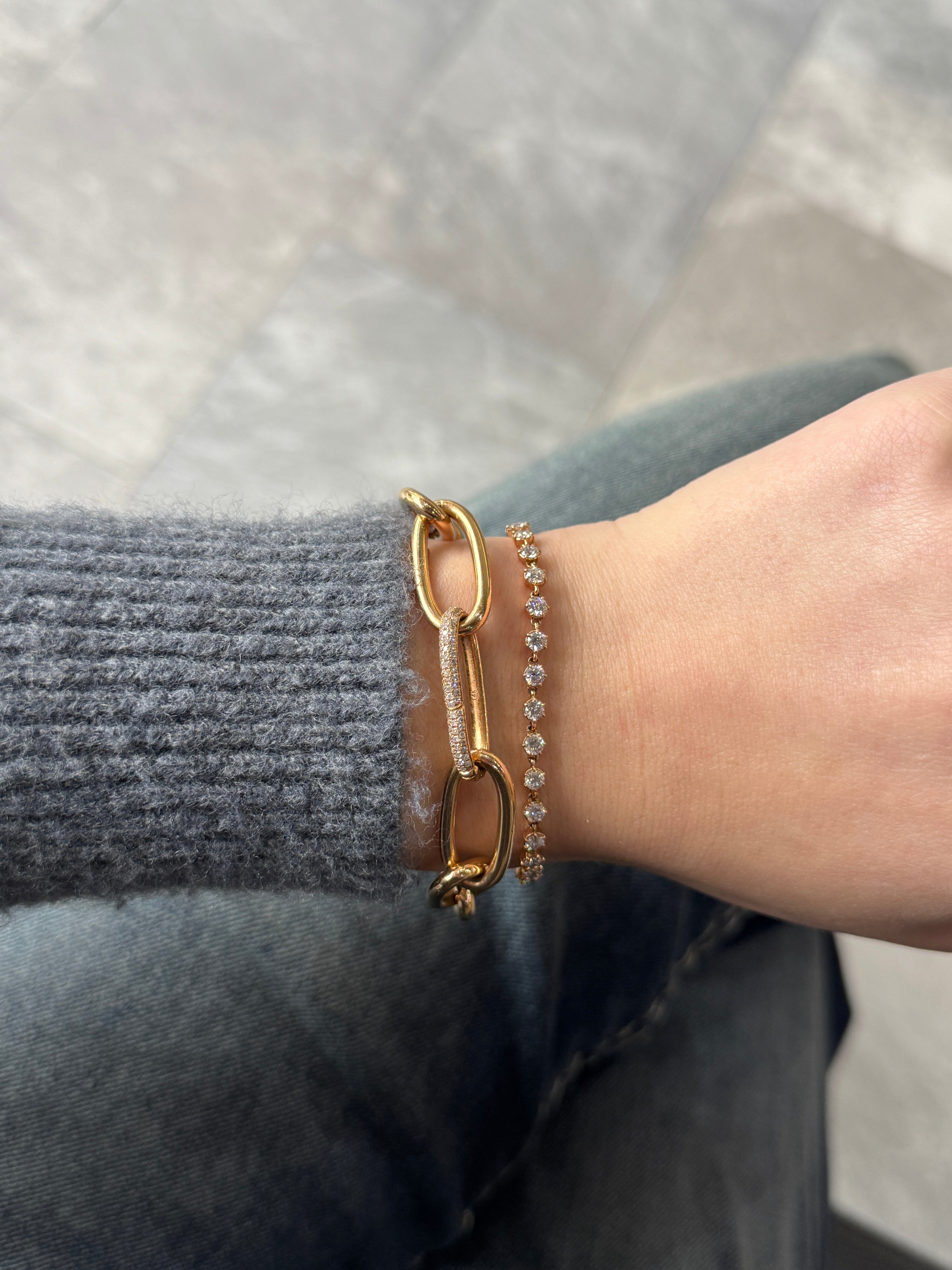 DIAMOND CARABINER & OVAL LINK BRACELET