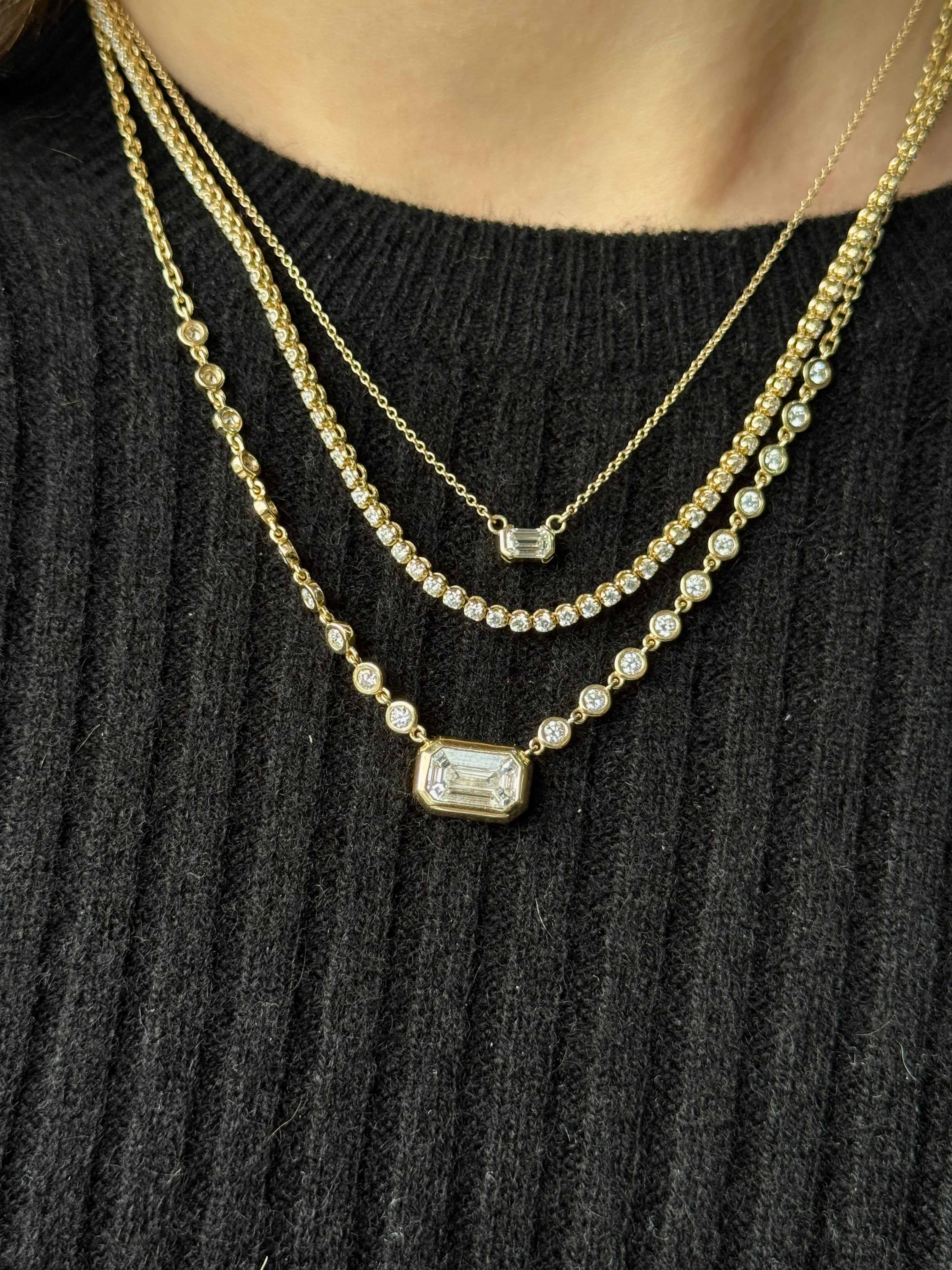 LAB GROWN EMERALD CUT DIAMOND NECKLACE