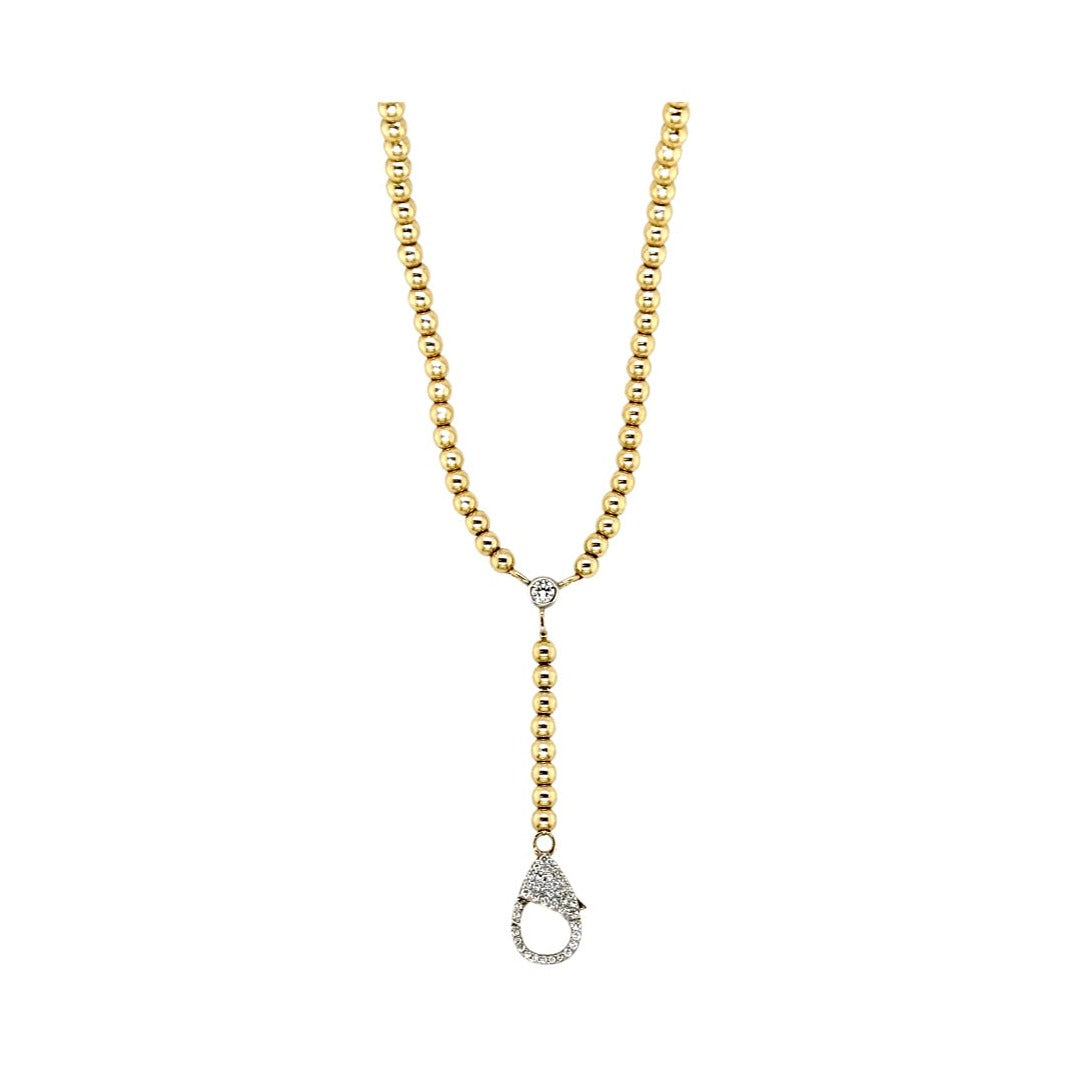 DIAMOND CLASP BALL CHAIN LARIAT