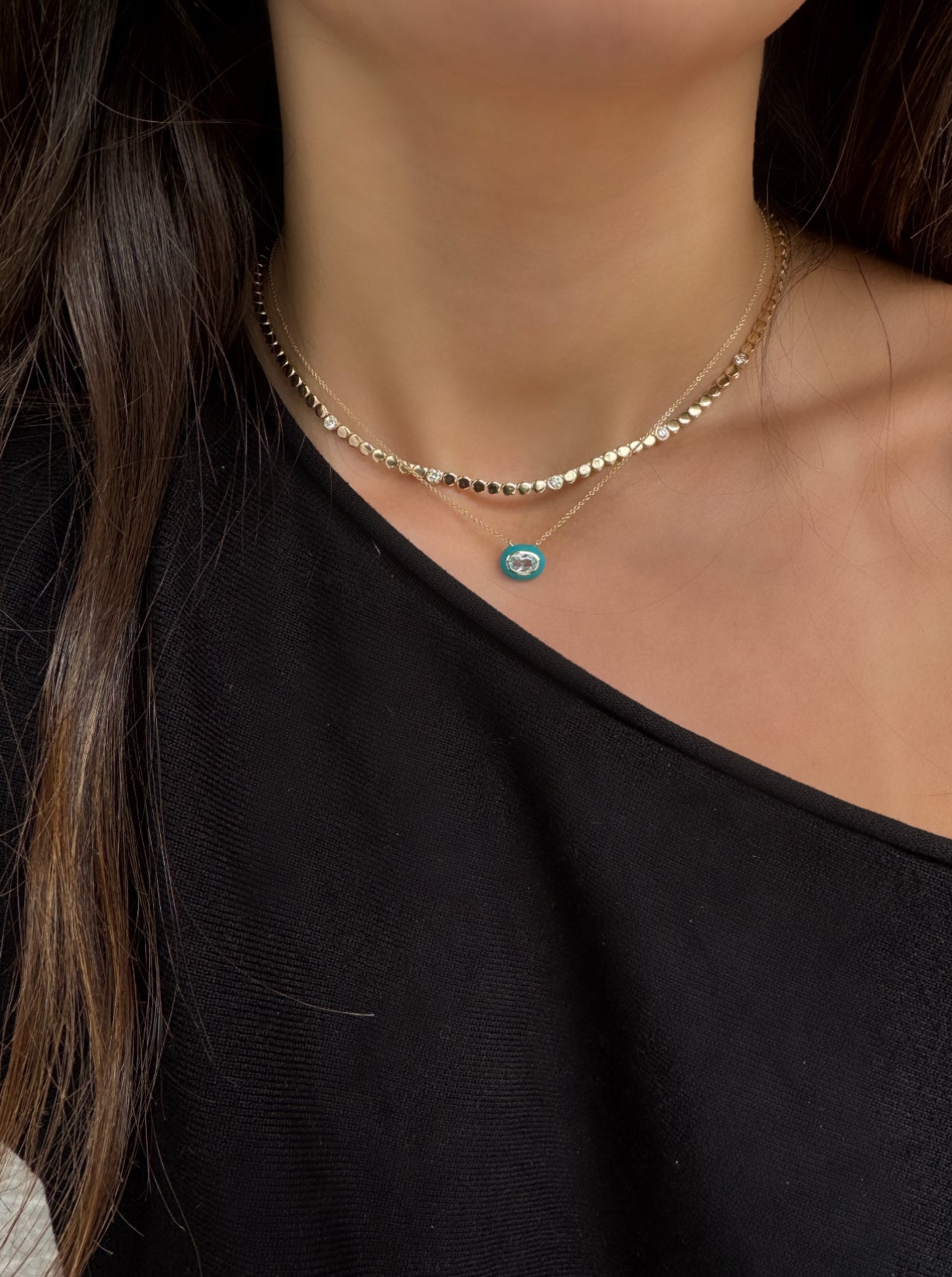 BLUE TOPAZ & TURQUOISE BUBBLE NECKLACE