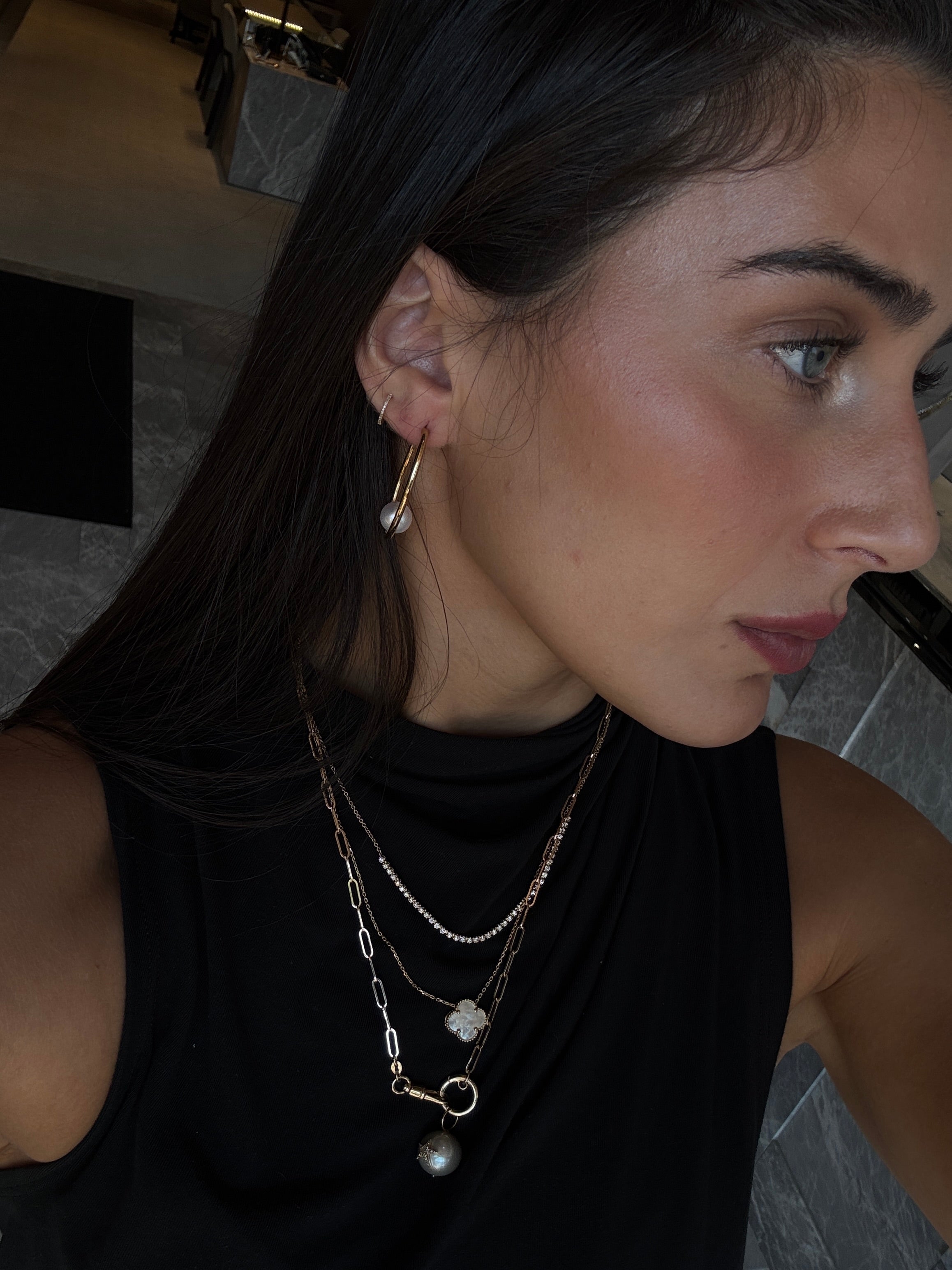 PEARL DROP GOLD HOOPS