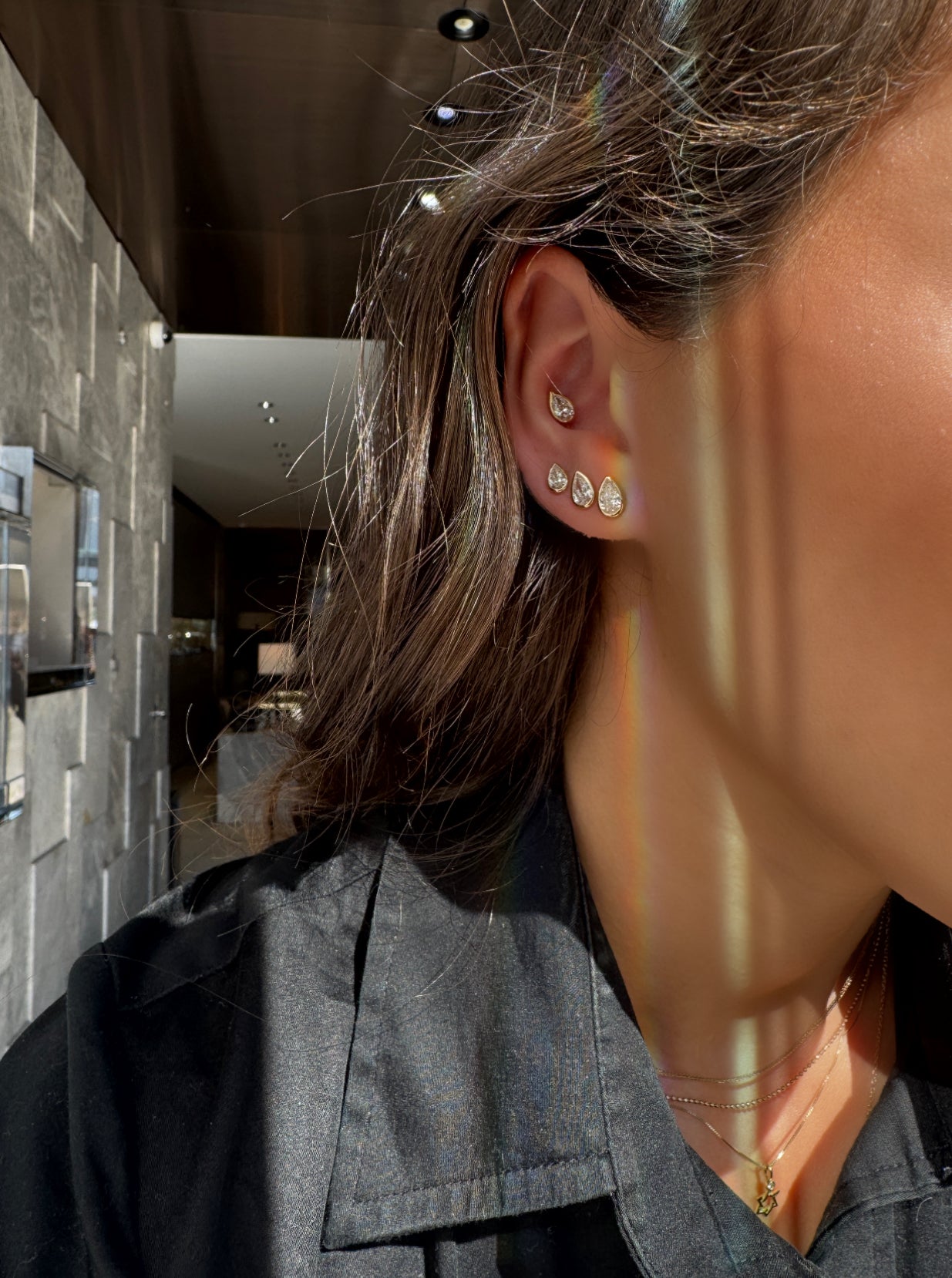 LAB PEAR CUT DIAMOND STUDS