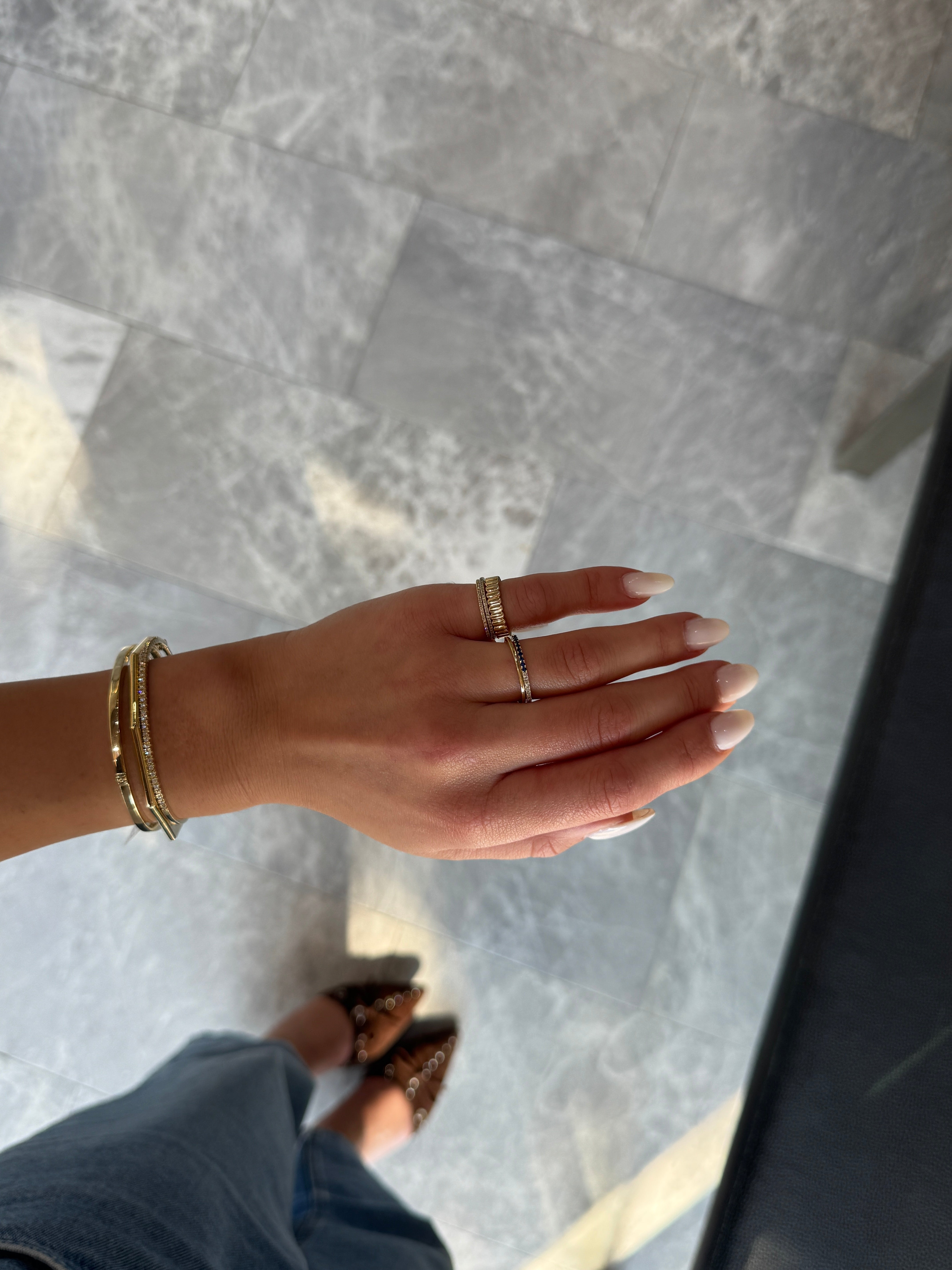 HALF & HALF SAPPHIRE & DIAMOND ETERNITY BAND