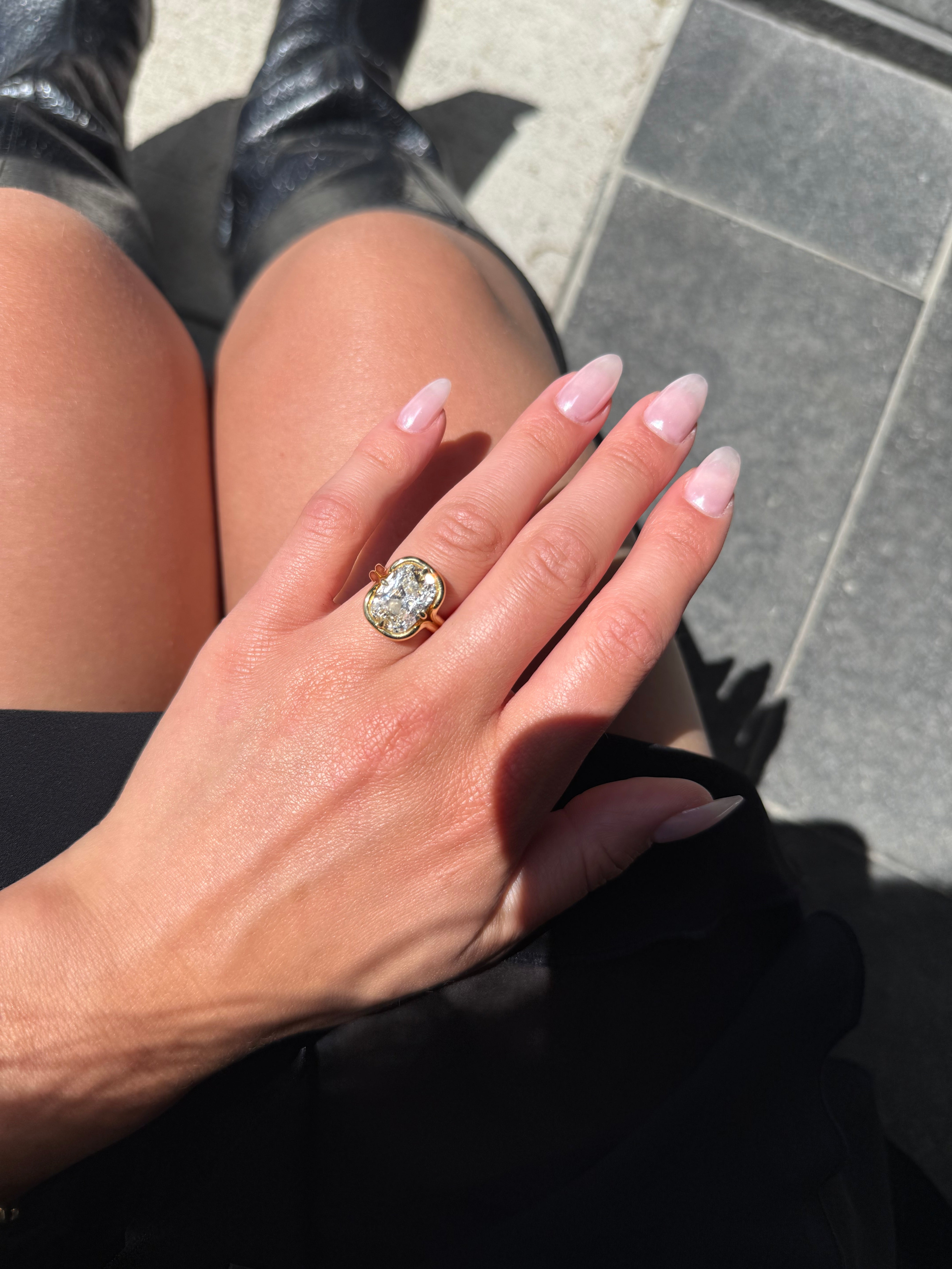ELONGATED LAB DIAMOND CUSHION ENGAGMENT RING