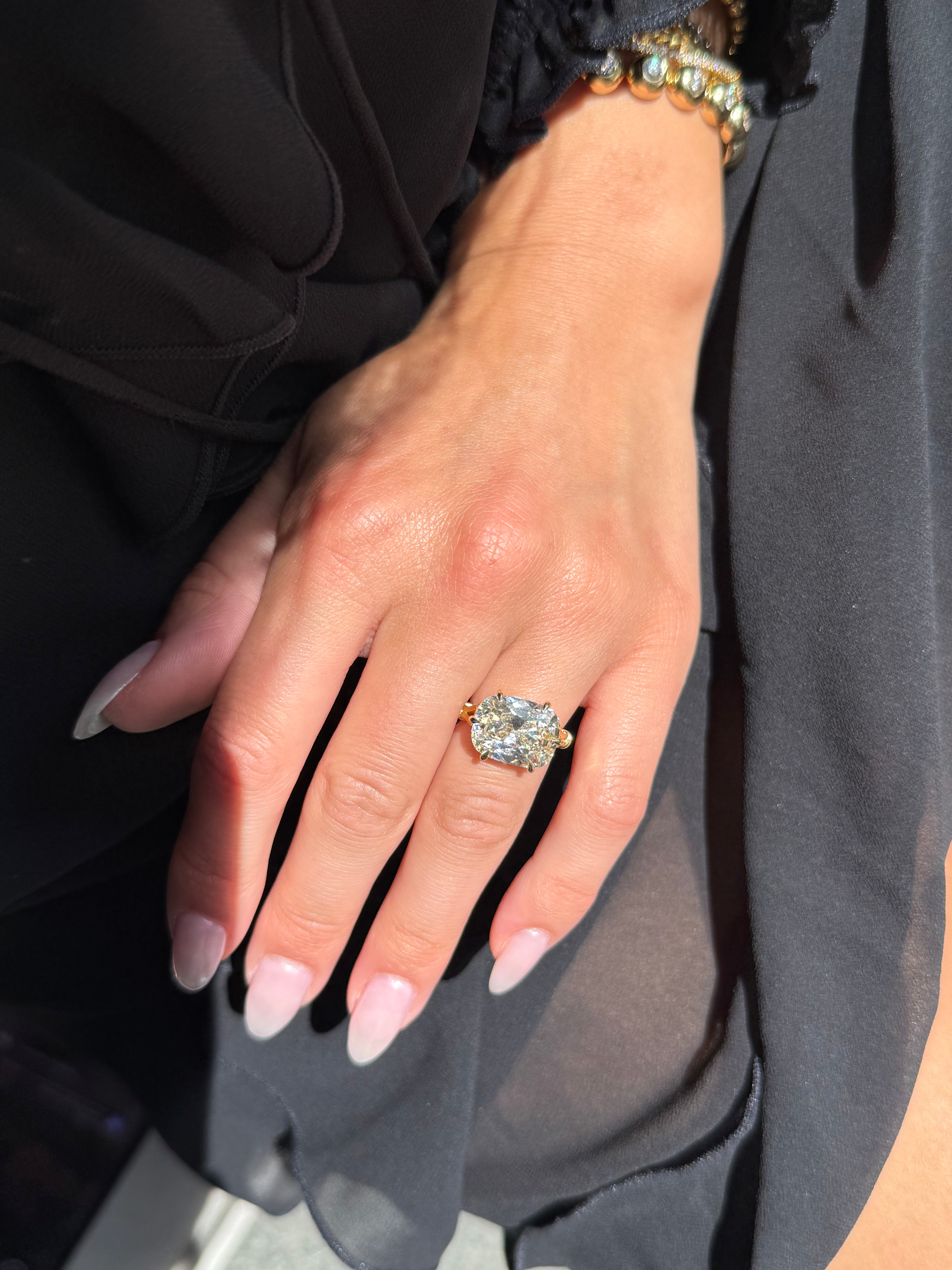 ELONGATED LAB DIAMOND CUSHION ENGAGMENT RING