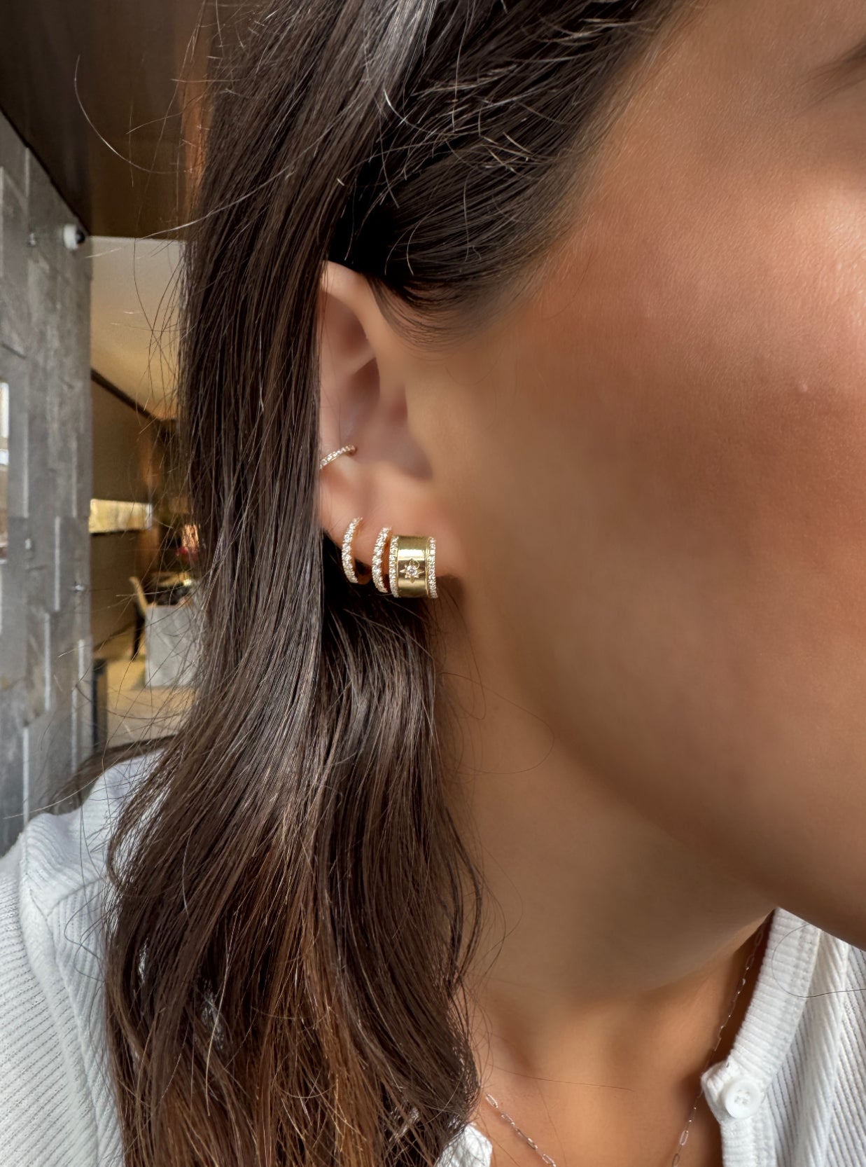 DIAMOND HUGGIE EARRINGS