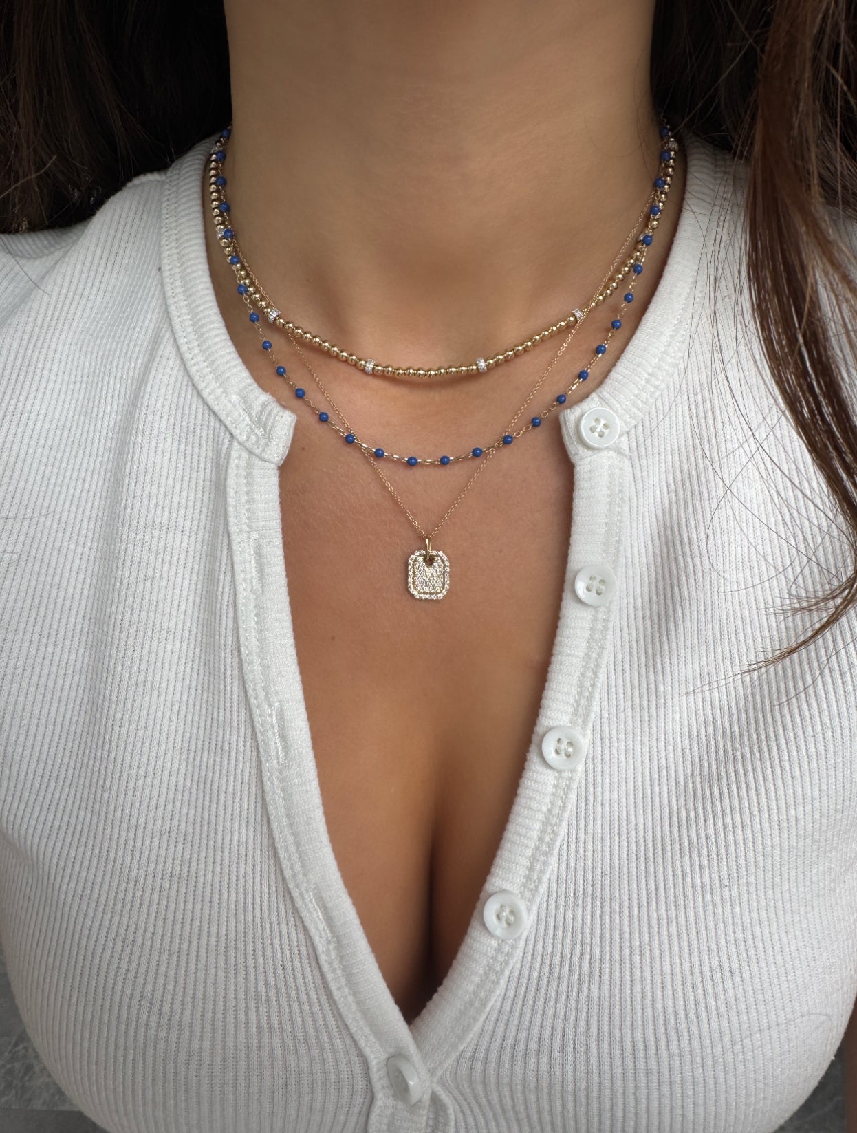 PAVÉ DIAMOND DOG TAG NECKLACE