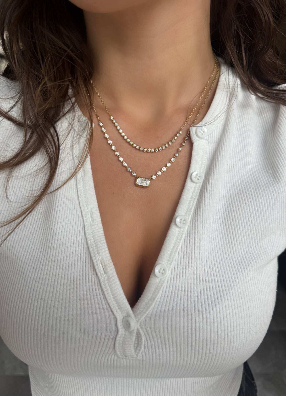 DIAMOND BEZEL SECTION NECKLACE