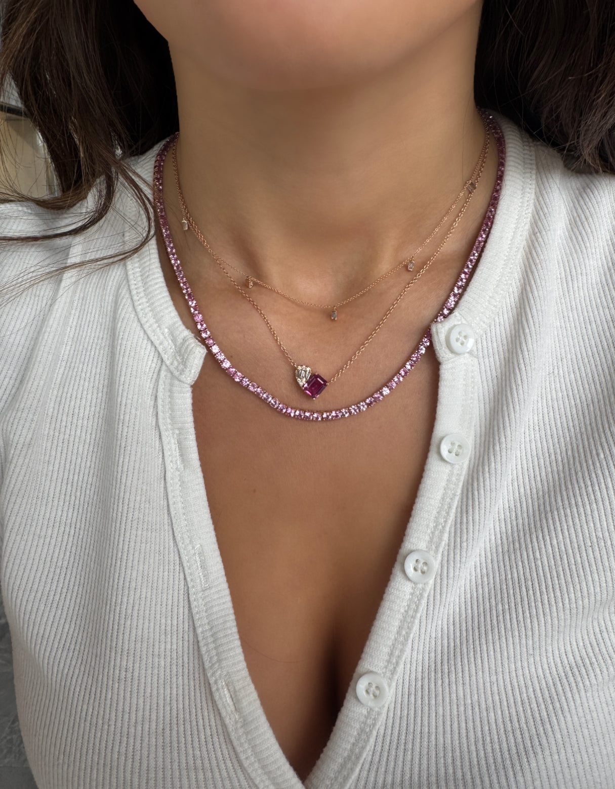 TOURMALINE & DIAMOND TOI ET MOI NECKLACE