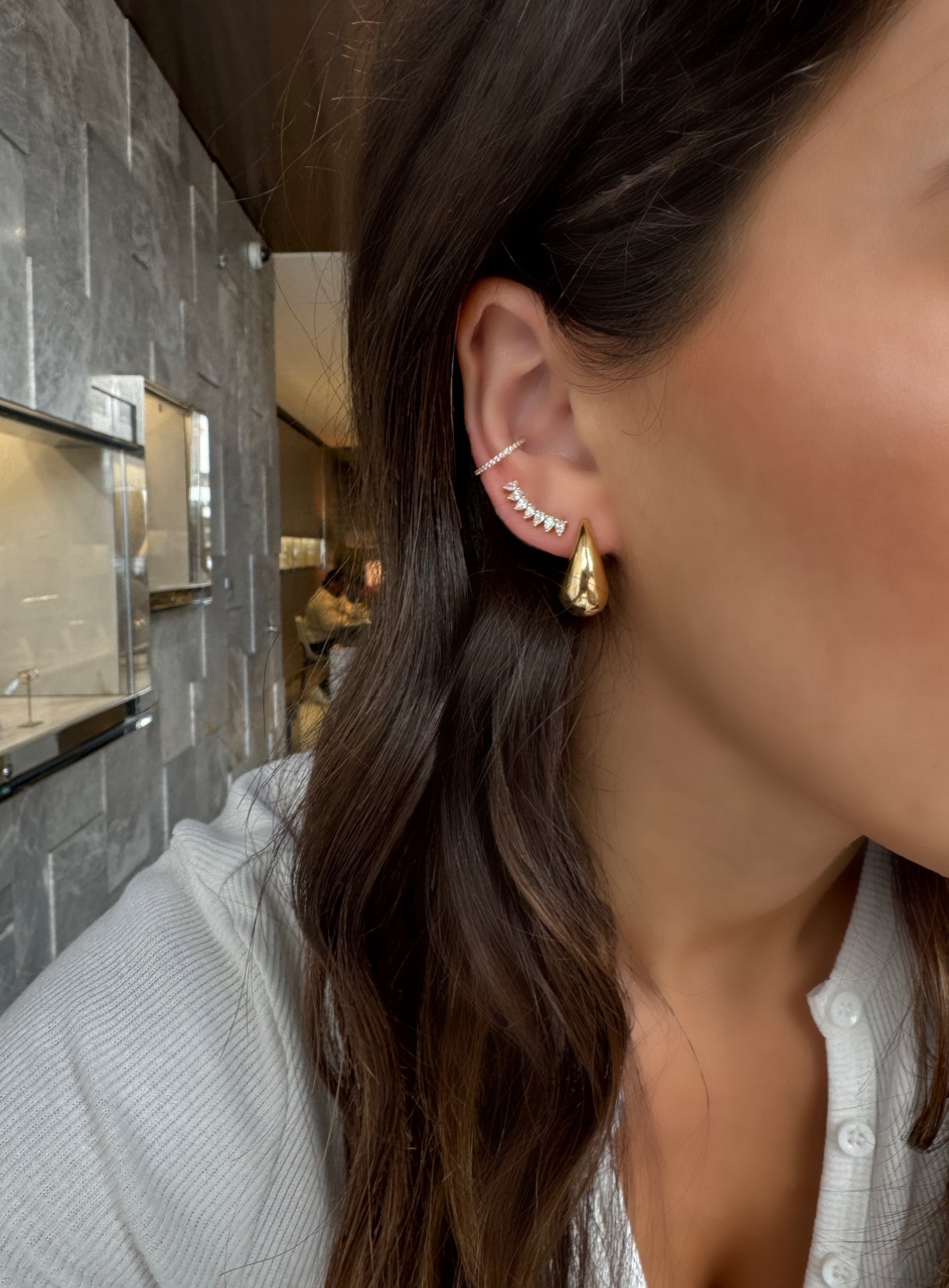 PEAR SHAPED DIAMOND CLIMBER EARRINGS