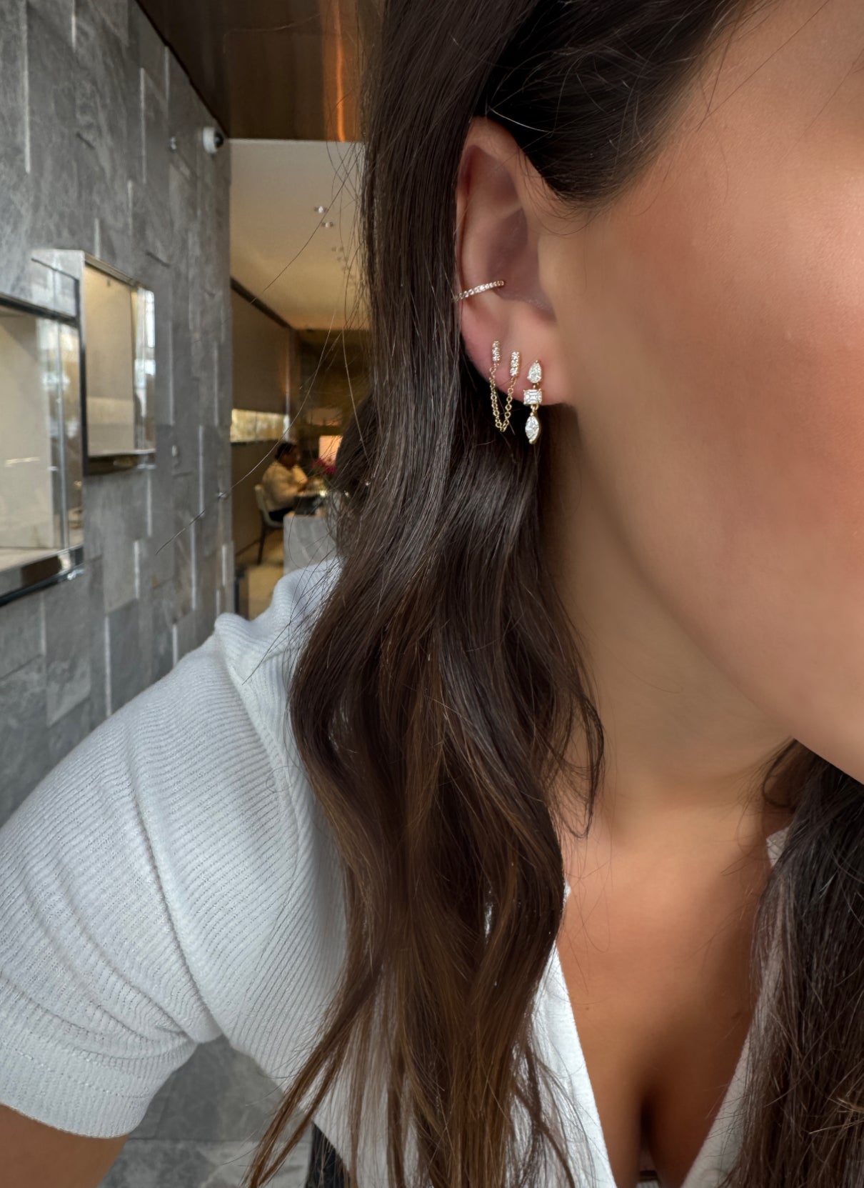 MULTI-SHAPED DIAMOND DROP EARRINGS